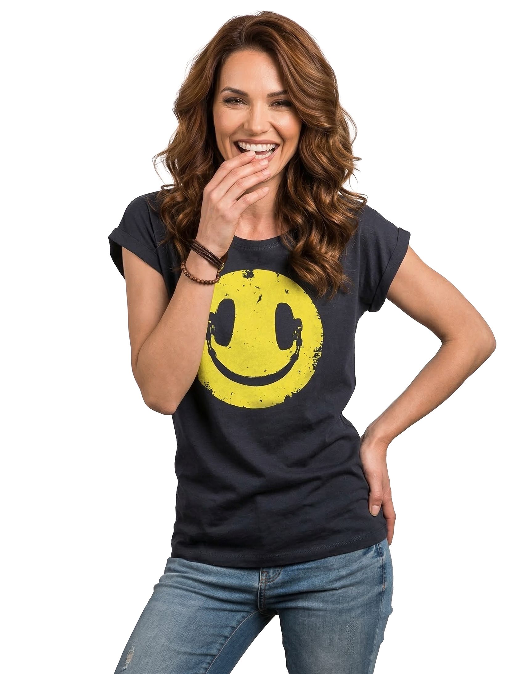 MAKAYA Print-Shirt - Coole Ausgefallene Damen Oberteile mit Aufdruck - Sommer Top (Kurzarm, Schwarz, Blau, Grau) Baumwolle