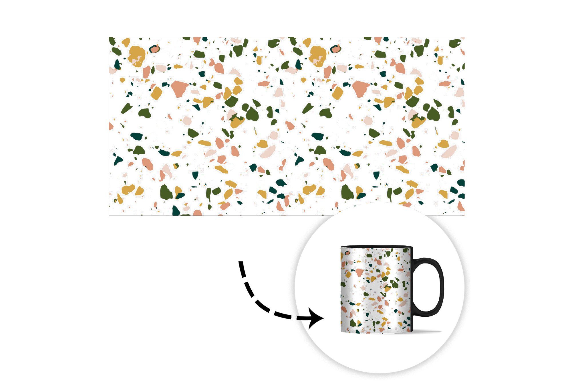 Terrazzo Kaffeetassen, Muster, Tasse Orange Farbwechsel, Geschenk - - Teetasse, - Keramik, MuchoWow Zaubertasse, Grau