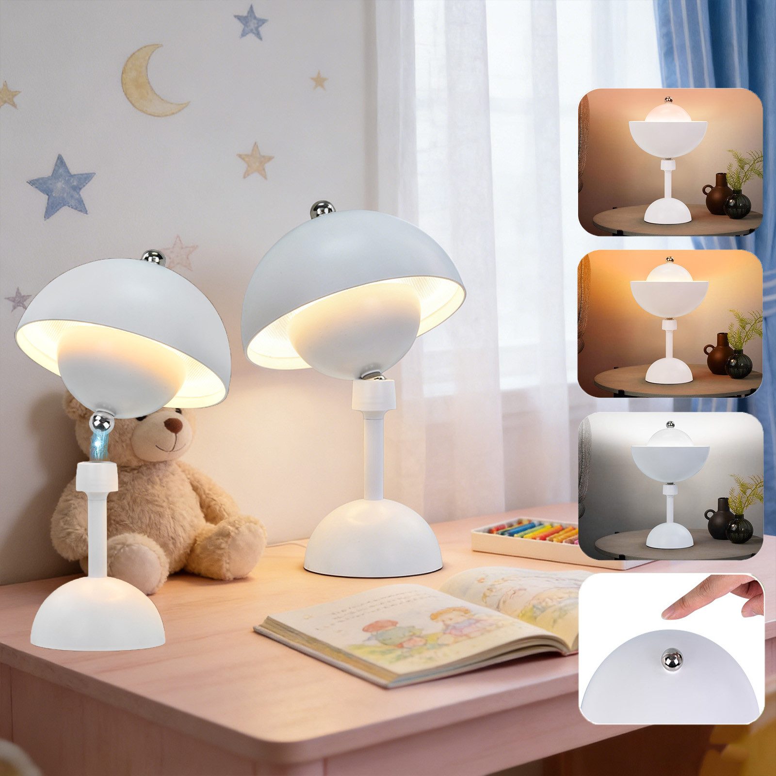 MUPOO LED Nachtlicht Kabellose LED-Tischleuchte Magnetisch, Touch Dimmbar, 3000-6500K