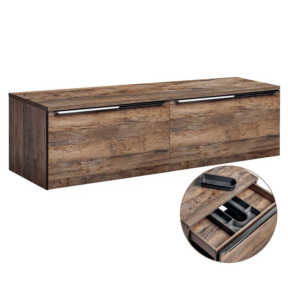 Lomadox Waschbeckenschrank PUEBLA-56 Vintage Oak Eiche 160,4/48,5/46 cm
