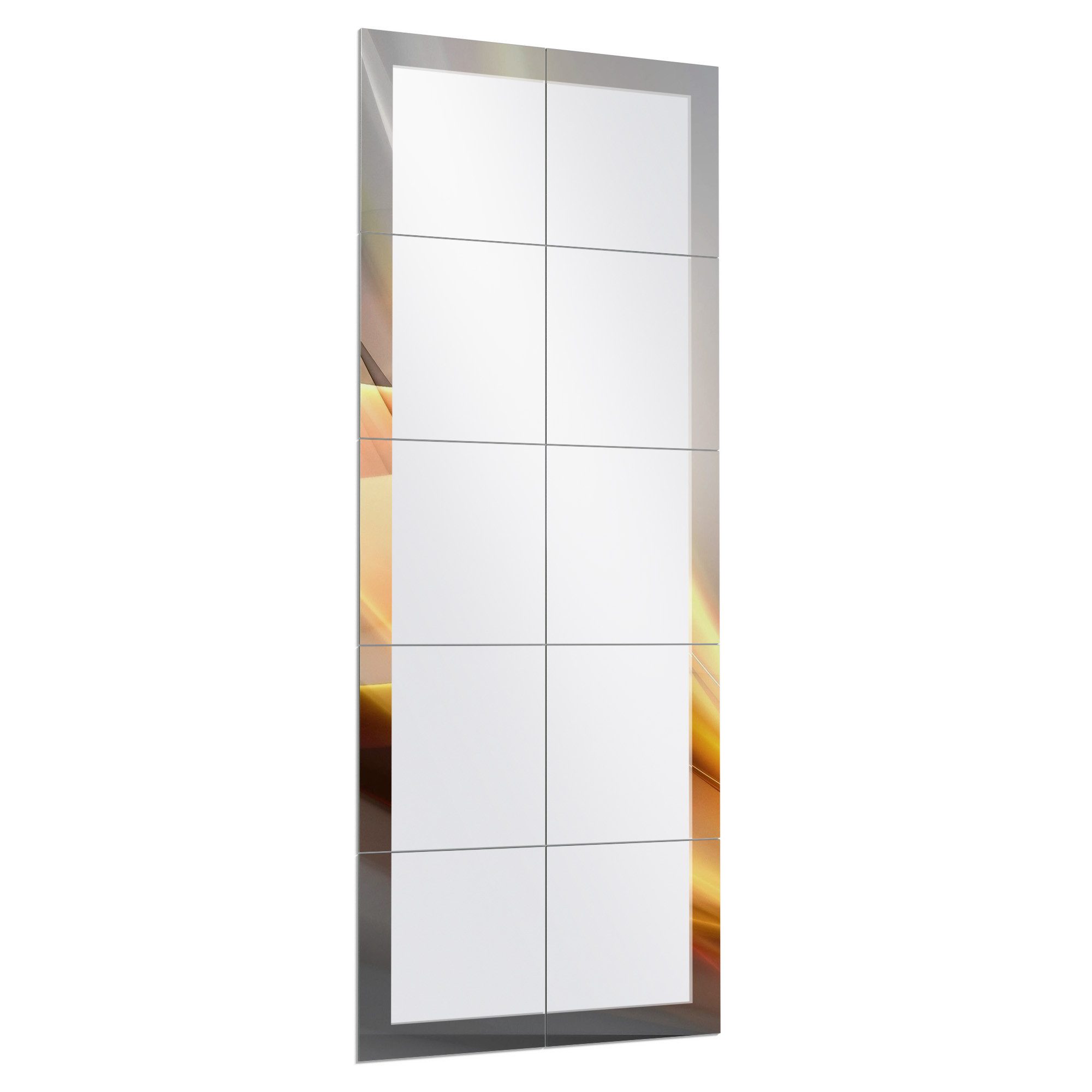 DEQORI Wandspiegel 'Glänzende Lichtreflexe', Spiegelfliesen Puzzle Wand Spiegel Wohnzimmer Spiegelwand Flur groß