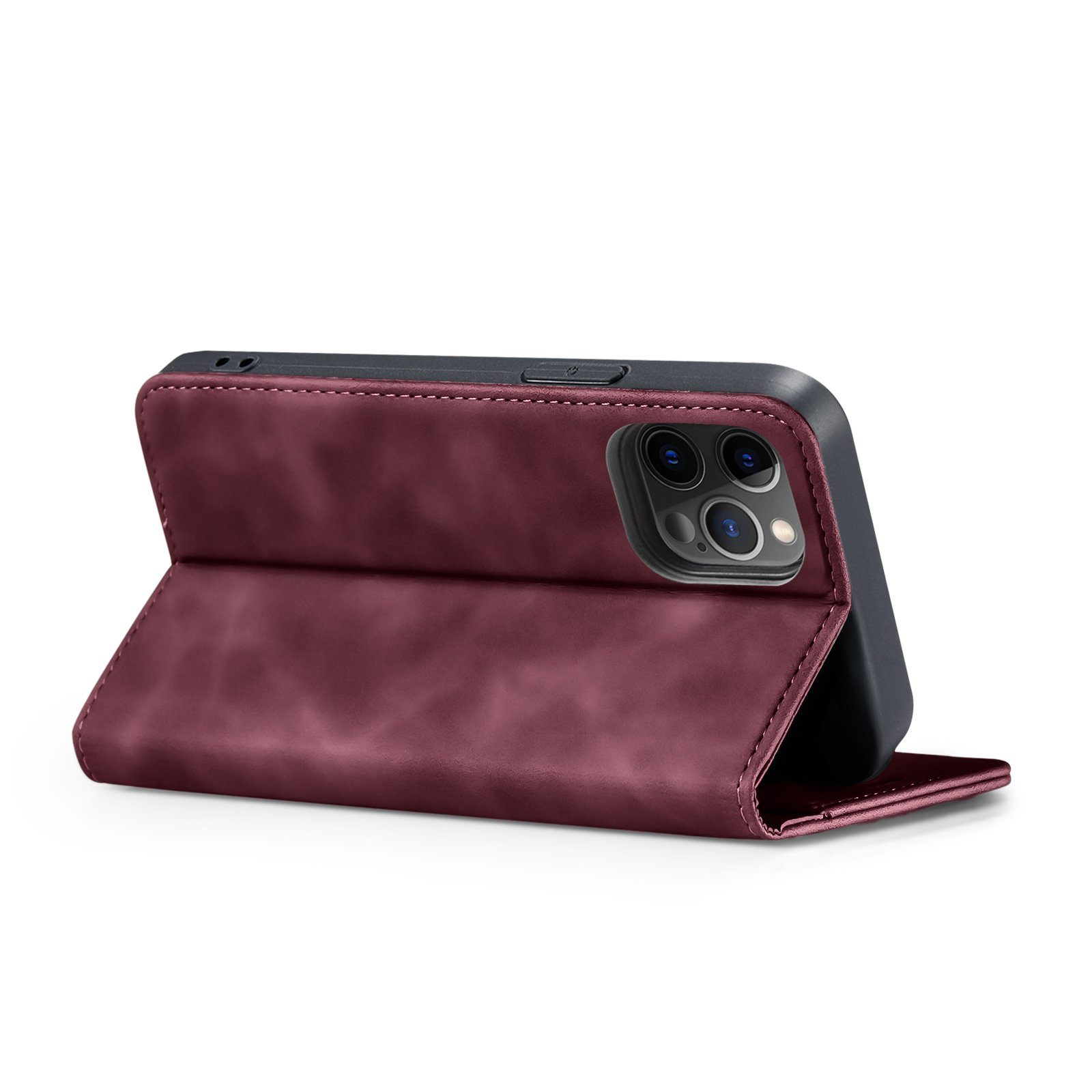 Tec-Expert Handyhülle Tasche Hülle für Apple iPhone 12 / 12 Pro 6.1 Zoll, 6.1, Cover Klapphülle Case mit Kartenfach Fliphülle aufstellbar