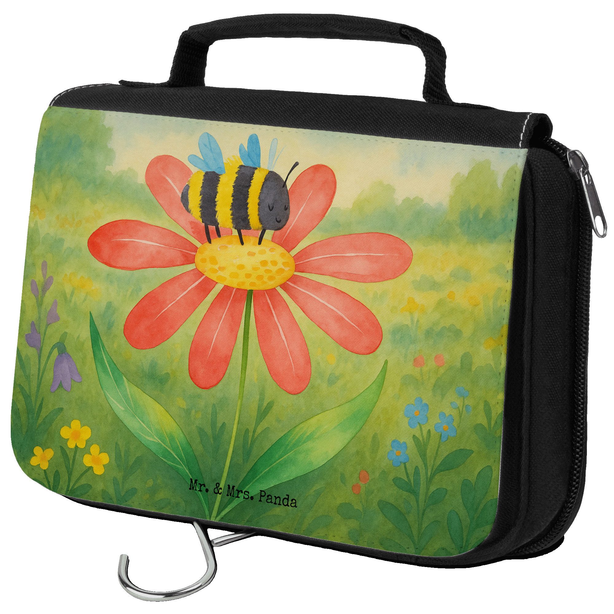 Kulturbeutel Hummel Blume Design, Kosmetiktasche, Weiß, Necessaire, Kosmetiktasche