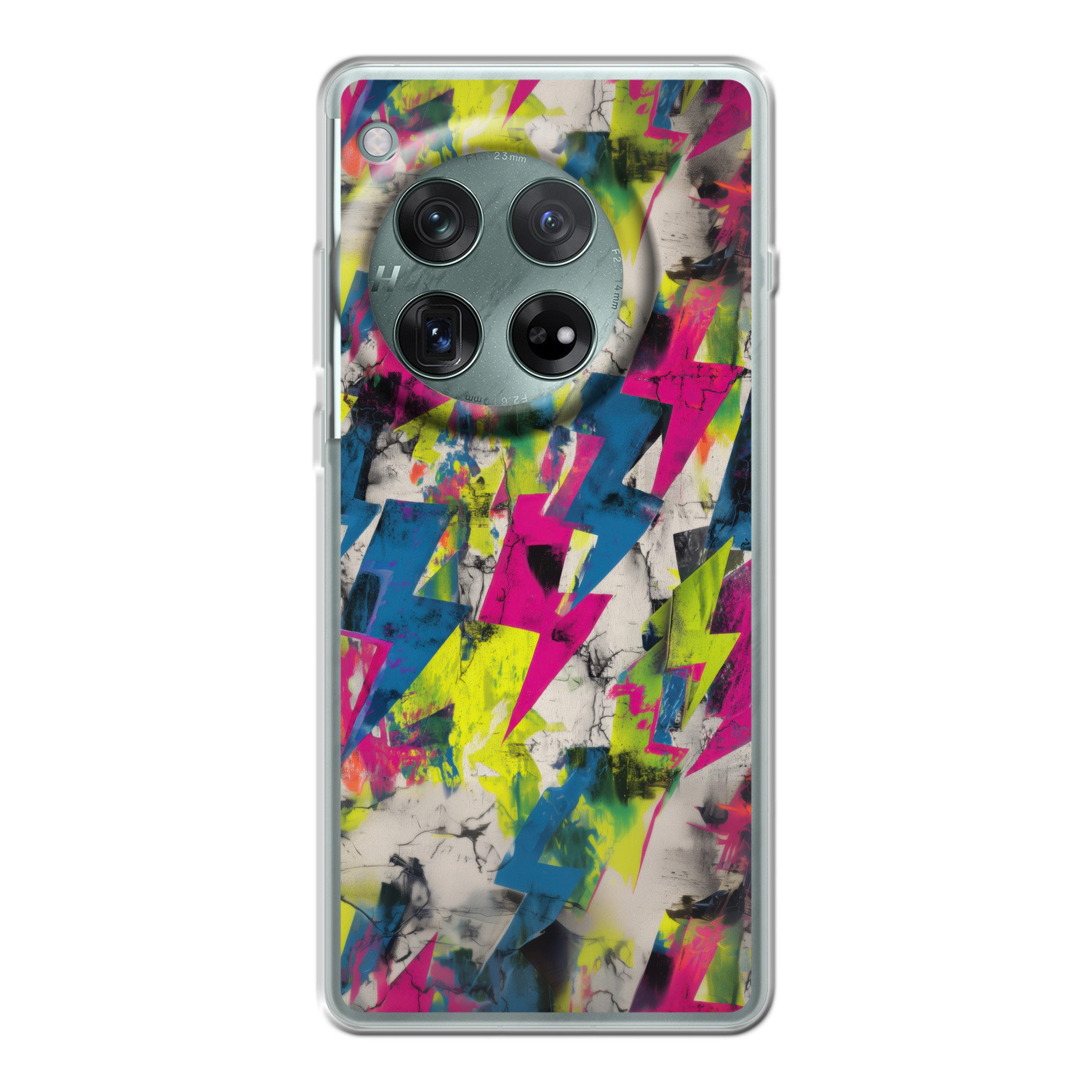 MuchoWow Handyhülle für OnePlus 12r Blitze - Muster - Marmor - Farben, Handy Case, Silikon, Bumper Case Dünn