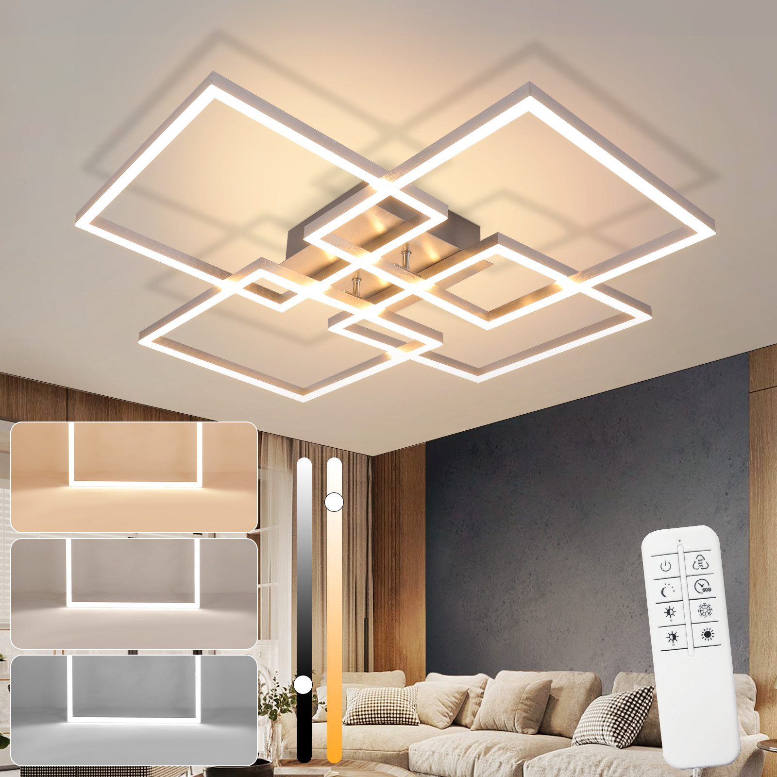 Nettlife LED Deckenleuchte Schlafzimmer Silber Dimmbar günstig online kaufen