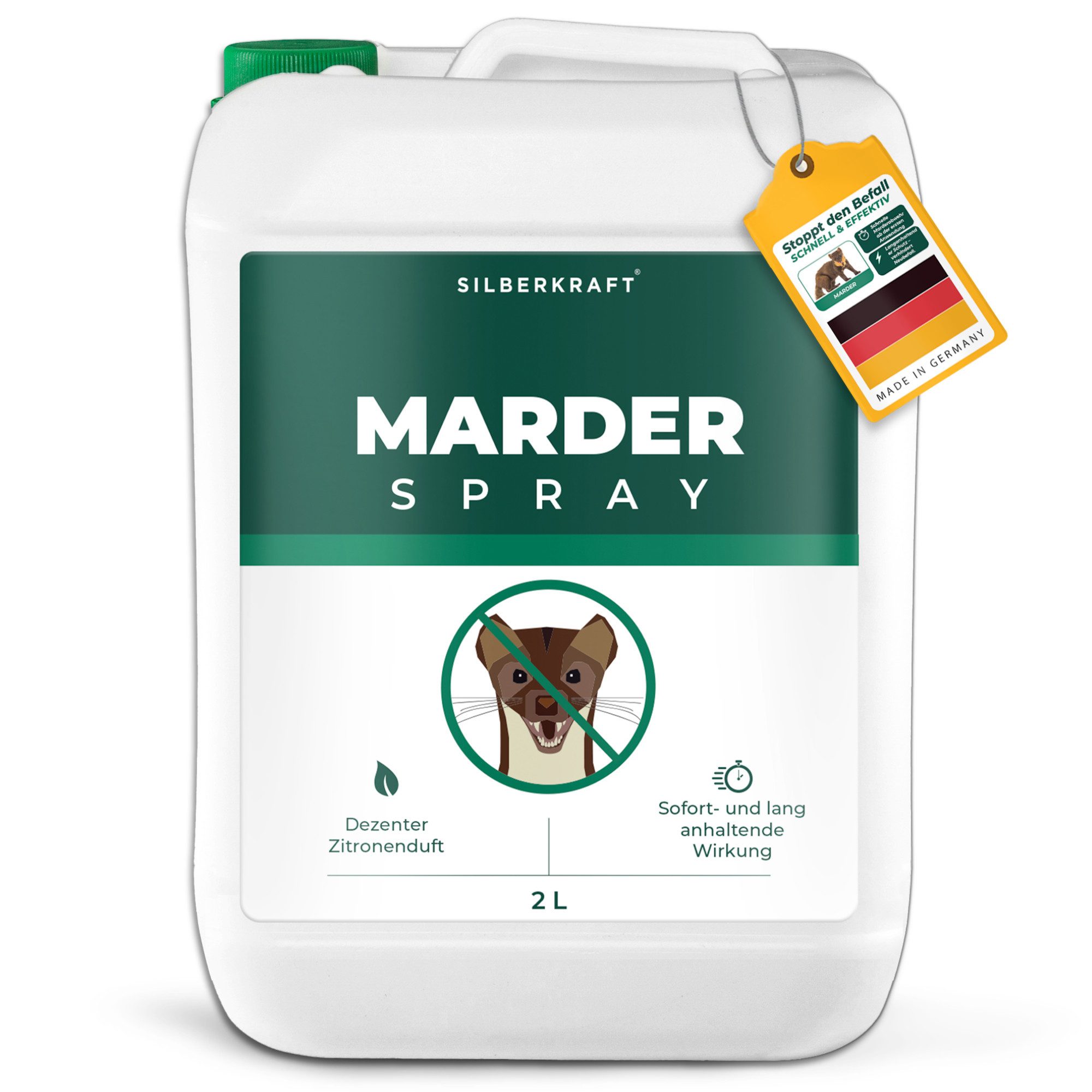 Silberkraft Marderspray Silberkraft Marderspray, Sofort- & Langzeitschutz gegen Marder im Auto, 2000 ml, 1-St., Verhindert Marderbisse an Kabeln & Schläuchen, Überdeckt Duftmarken