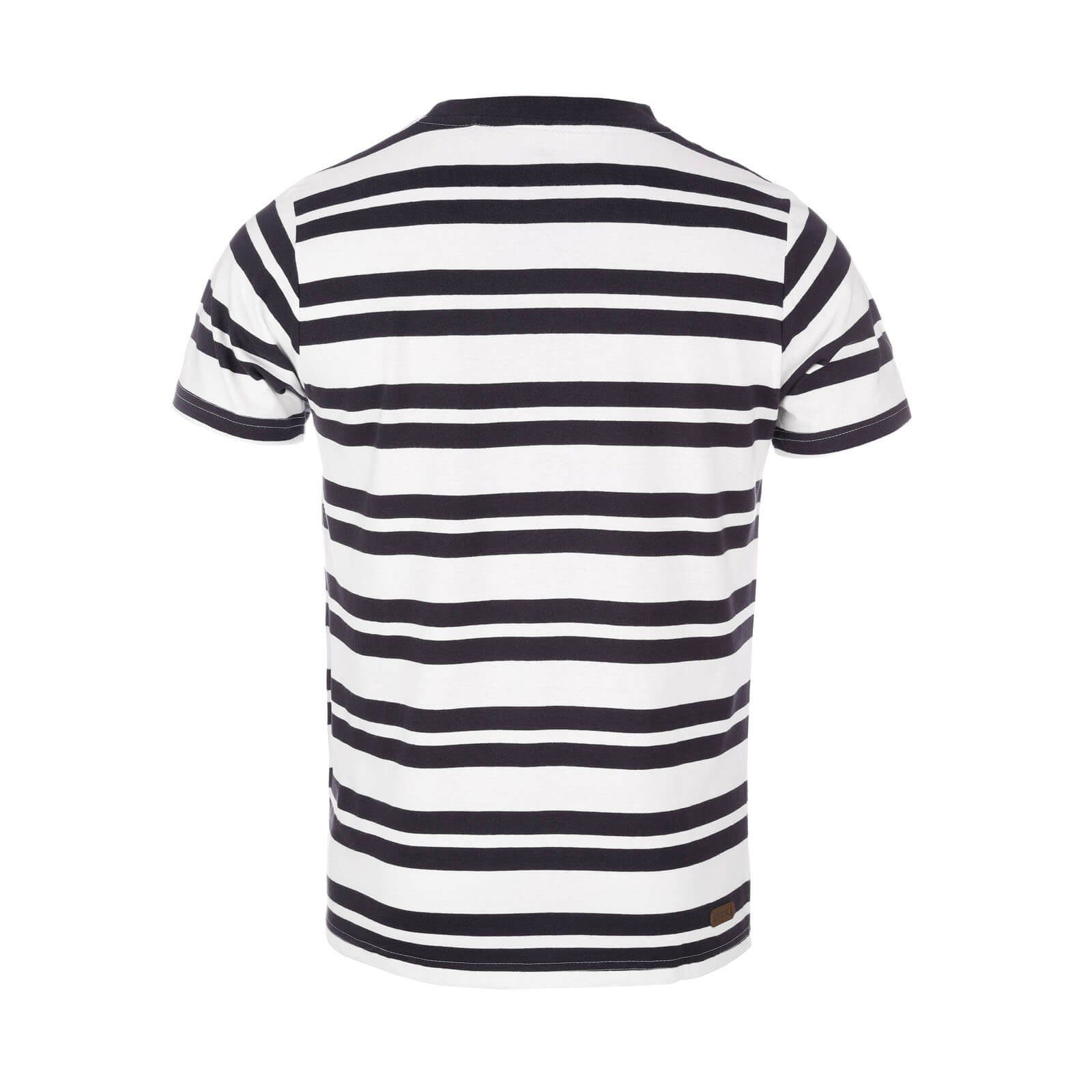 dark mit Kurzarm-Shirt Herren T-Shirt mit Allover-Streifen / Leitfeuer white Sommershirt Rundhals - navy