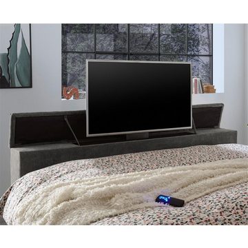 Lomadox Boxspringbett DURAZNO-09, 180x200 cm mit TV-Halterung mit Bettkasten Hotelbett in anthrazit