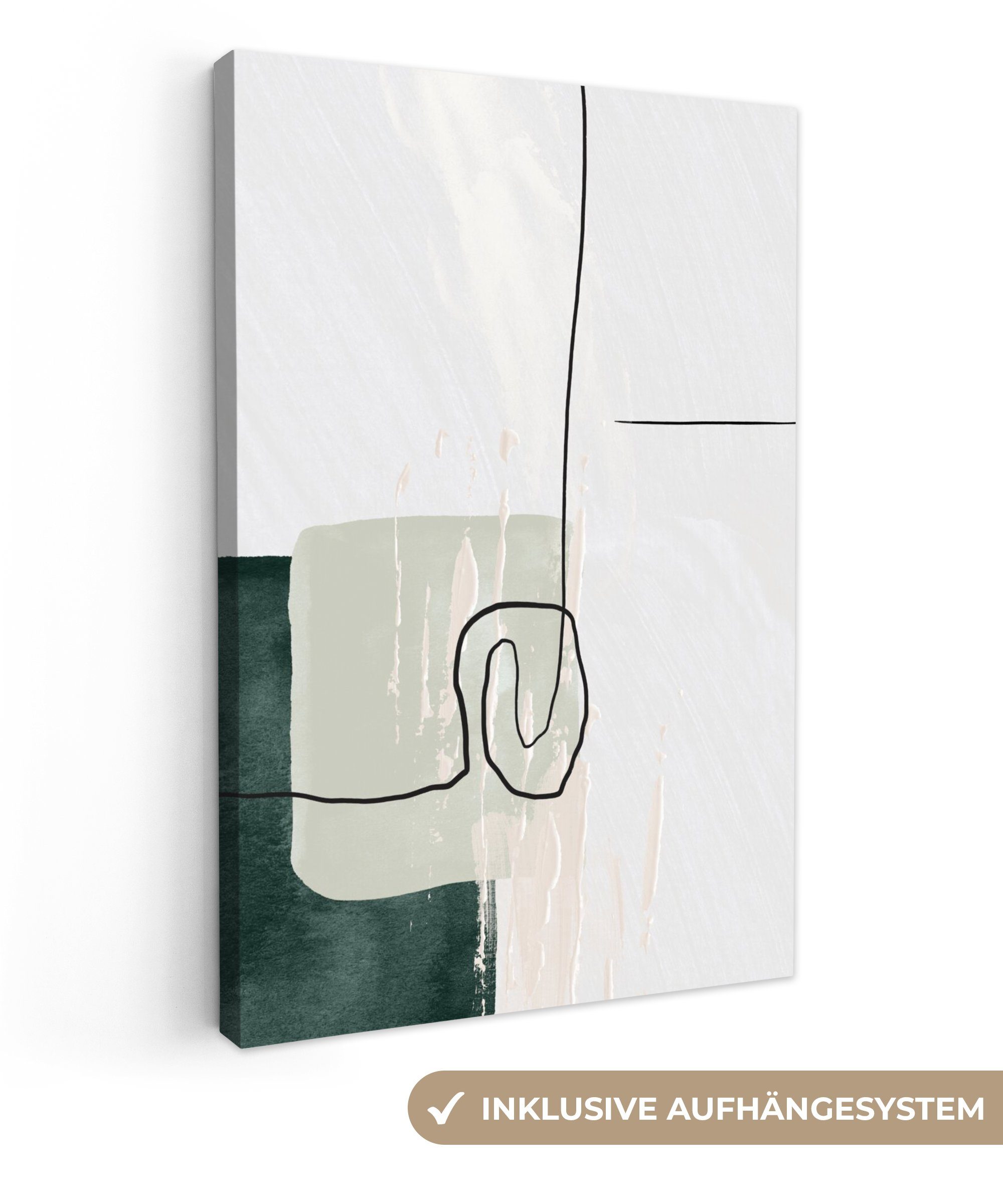 OneMillionCanvasses® Leinwandbild Abstrakt - Kunst - Grün - Weiß - Farbe, F günstig online kaufen