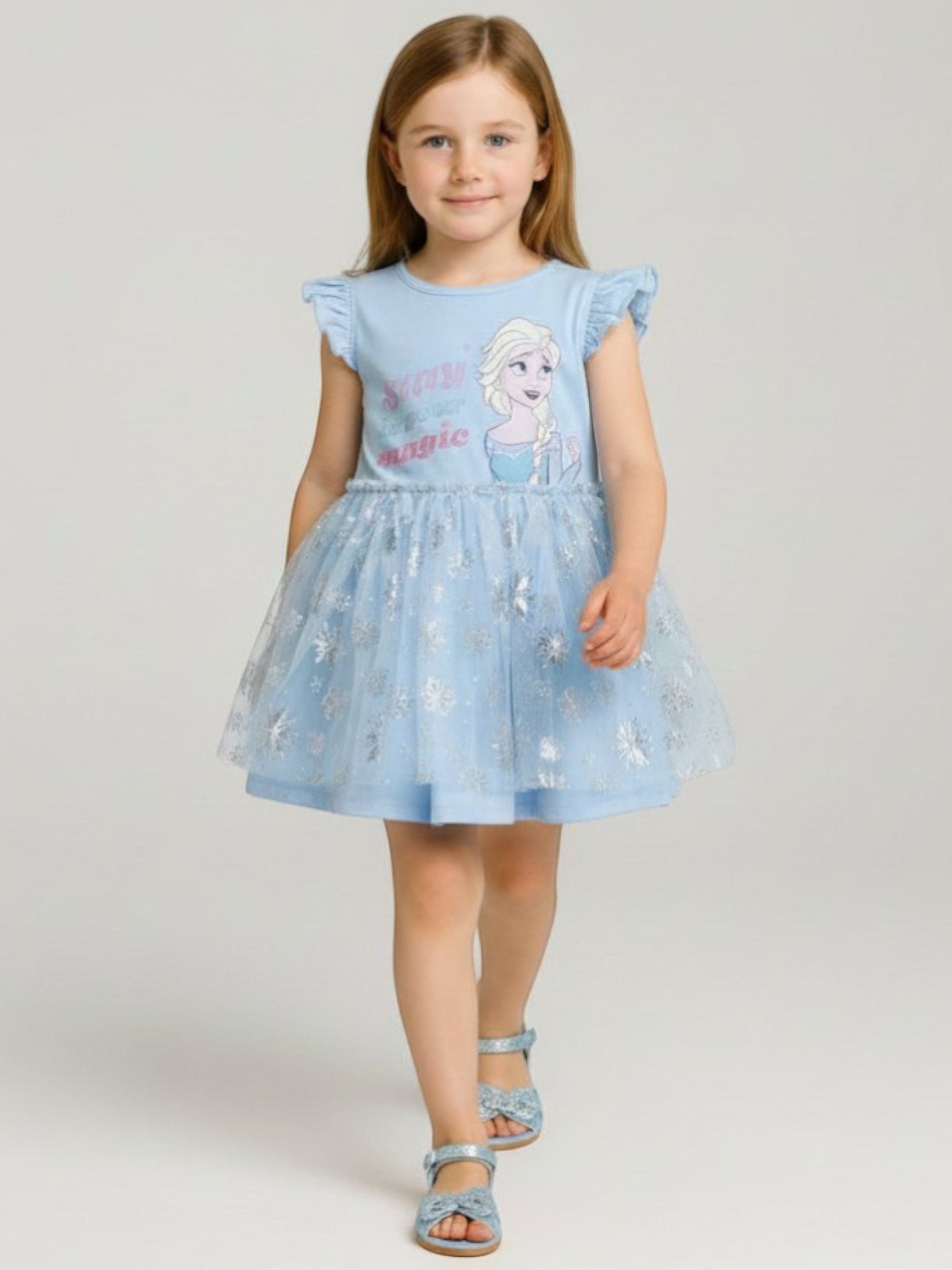 Cerdá Sommerkleid Disney Frozen - Elsa Mädchen Jerseykleid mit Tüll Gr. 98 - 116 cm