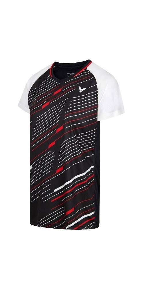 VICTOR Trainingsshirt T-44101 C (V-Ausschnitt) schwarz/weiss/rot Damen