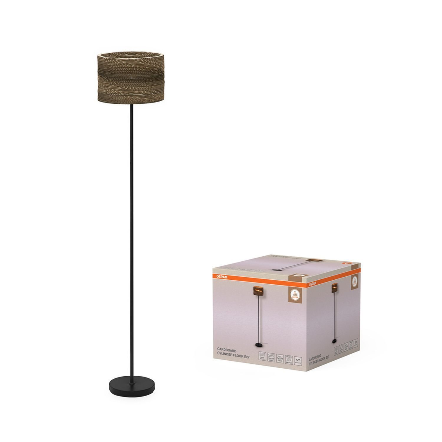 Licht-Erlebnisse Stehlampe GERA, ohne Leuchtmittel, 160 cm hoch E27 rund Modern