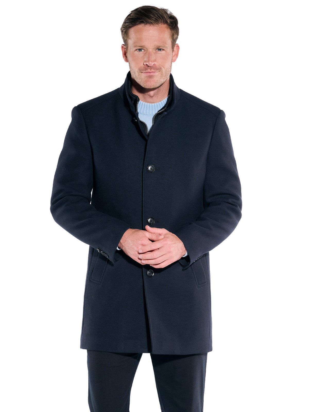 Engbers Kurzmantel engbers Herren Mantel mit heraustrennbarem Inlet, Saphirblau