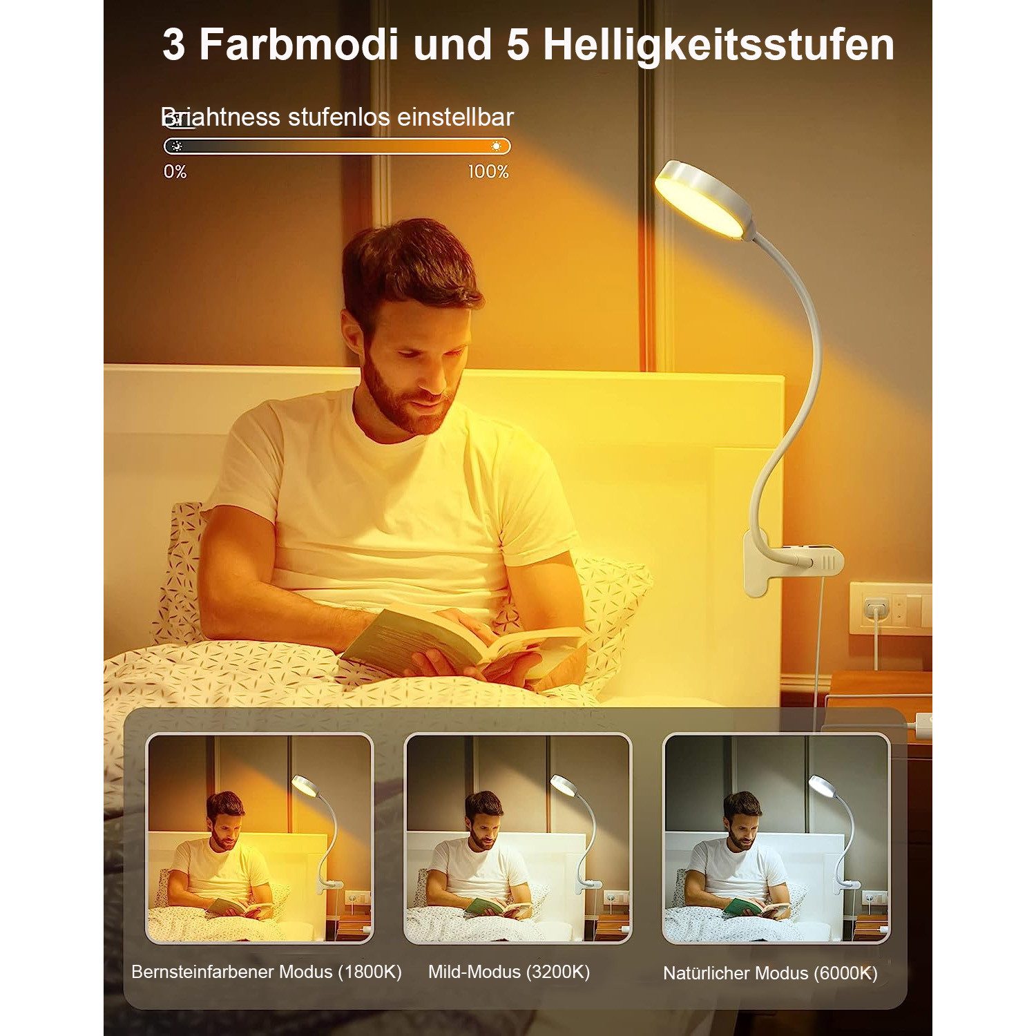 KINSI Klemmleuchten Leselampe Buch, Leichtes Buchlicht, günstig online kaufen