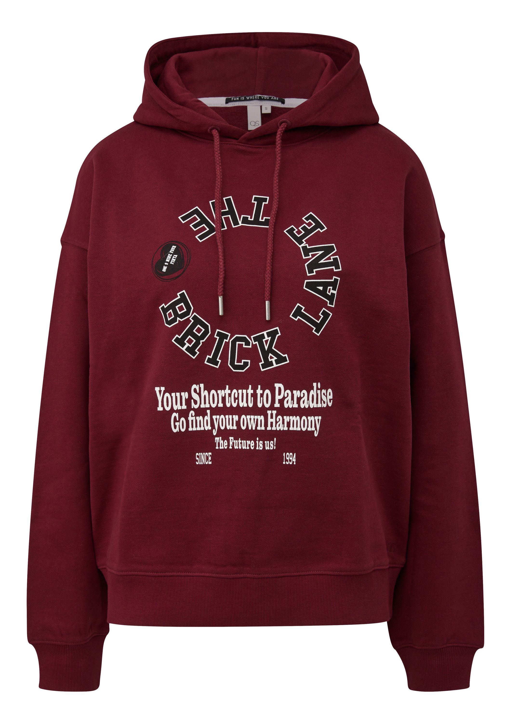 QS Sweatshirt Sweatshirt Oversize Hoodie mit Fronprint