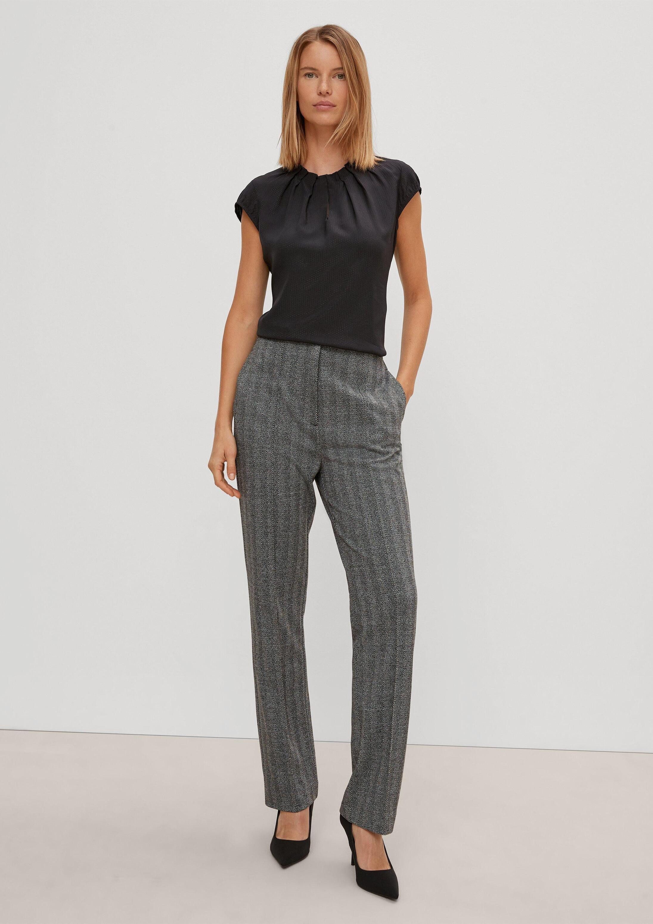 comma Kurzarmbluse Bluse Viskosebluse mit Strukturmuster