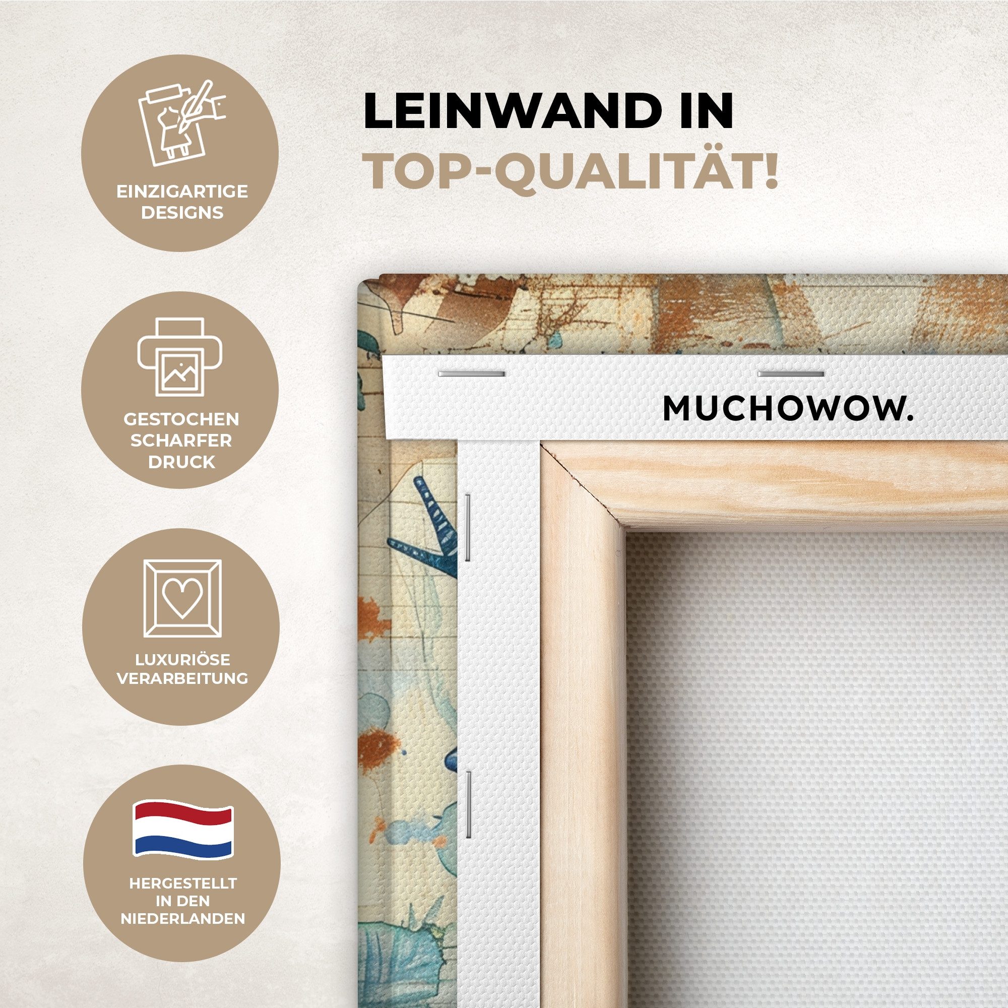 OneMillionCanvasses® Leinwandbild Vintage - Meerestiere - günstig online kaufen