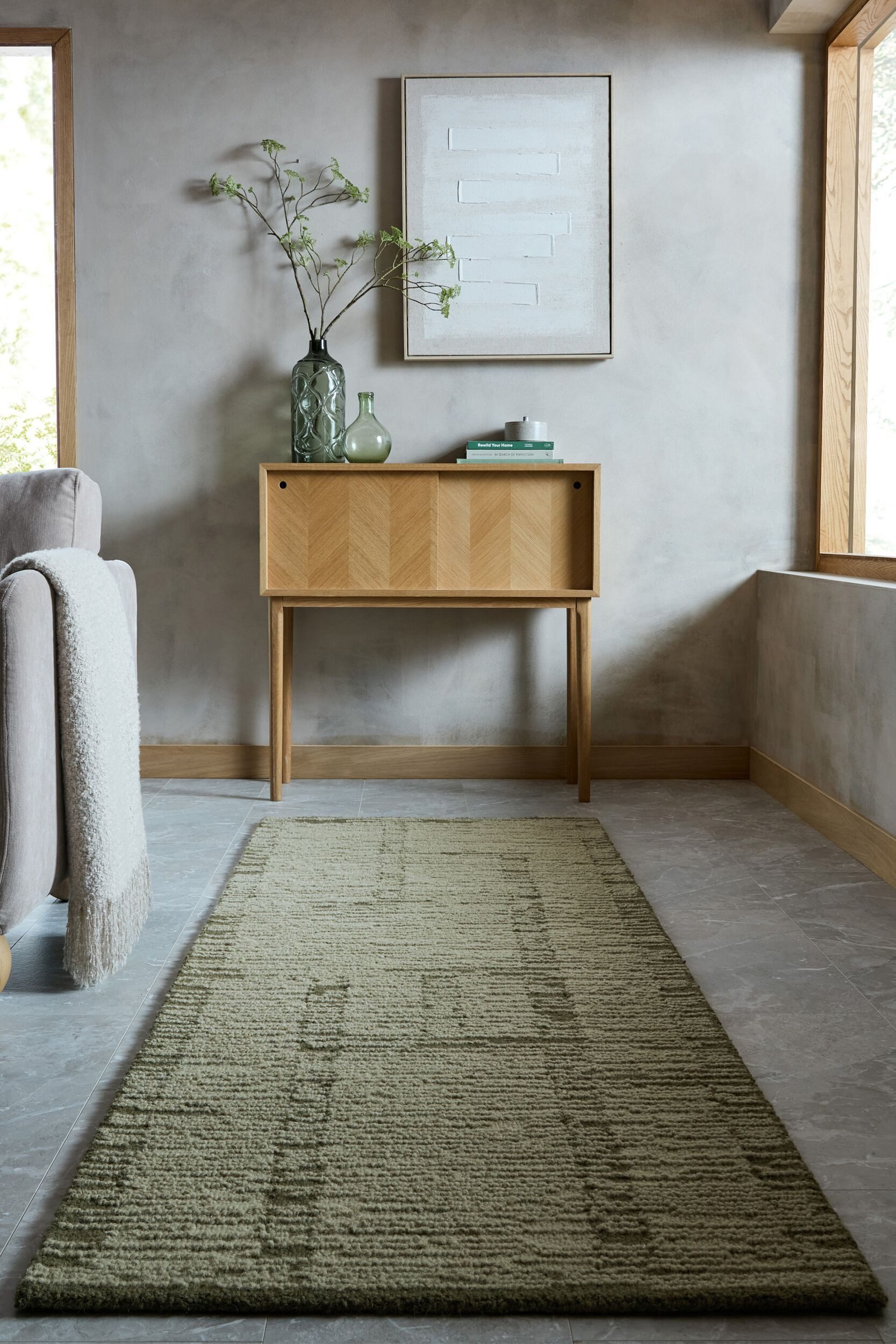 FLAIR RUGS Wollteppich HARRIS MODULA aus 100% Wolle, rechteckig, Höhe: 12 mm, Strukturierte Oberfläche, handgetuftet, auch als Läufer und in rund