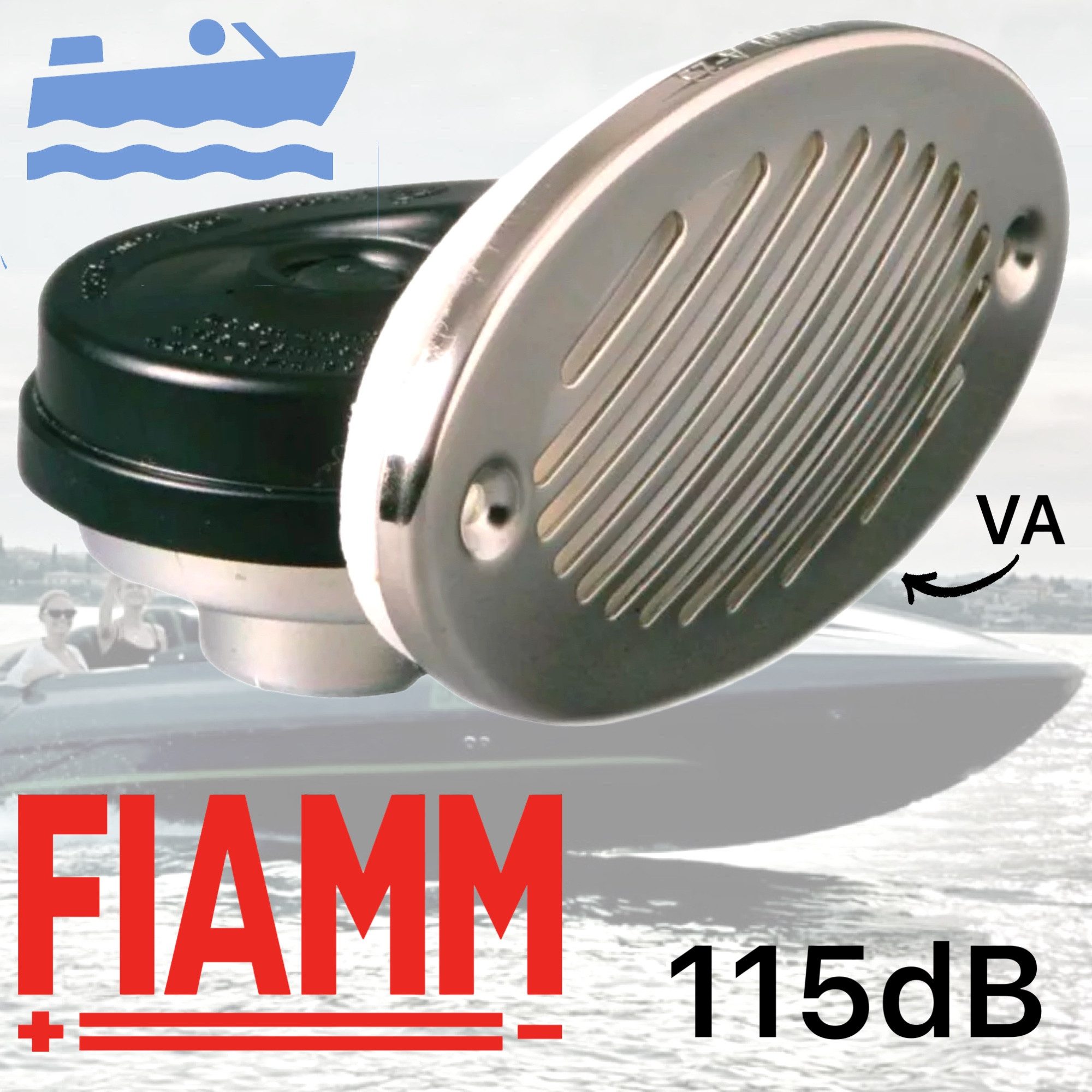 Fiamm Motorboot Fiamm Signal Einbauhorn Marine Schiff US Boot Hupe 115dB VA-Stahl