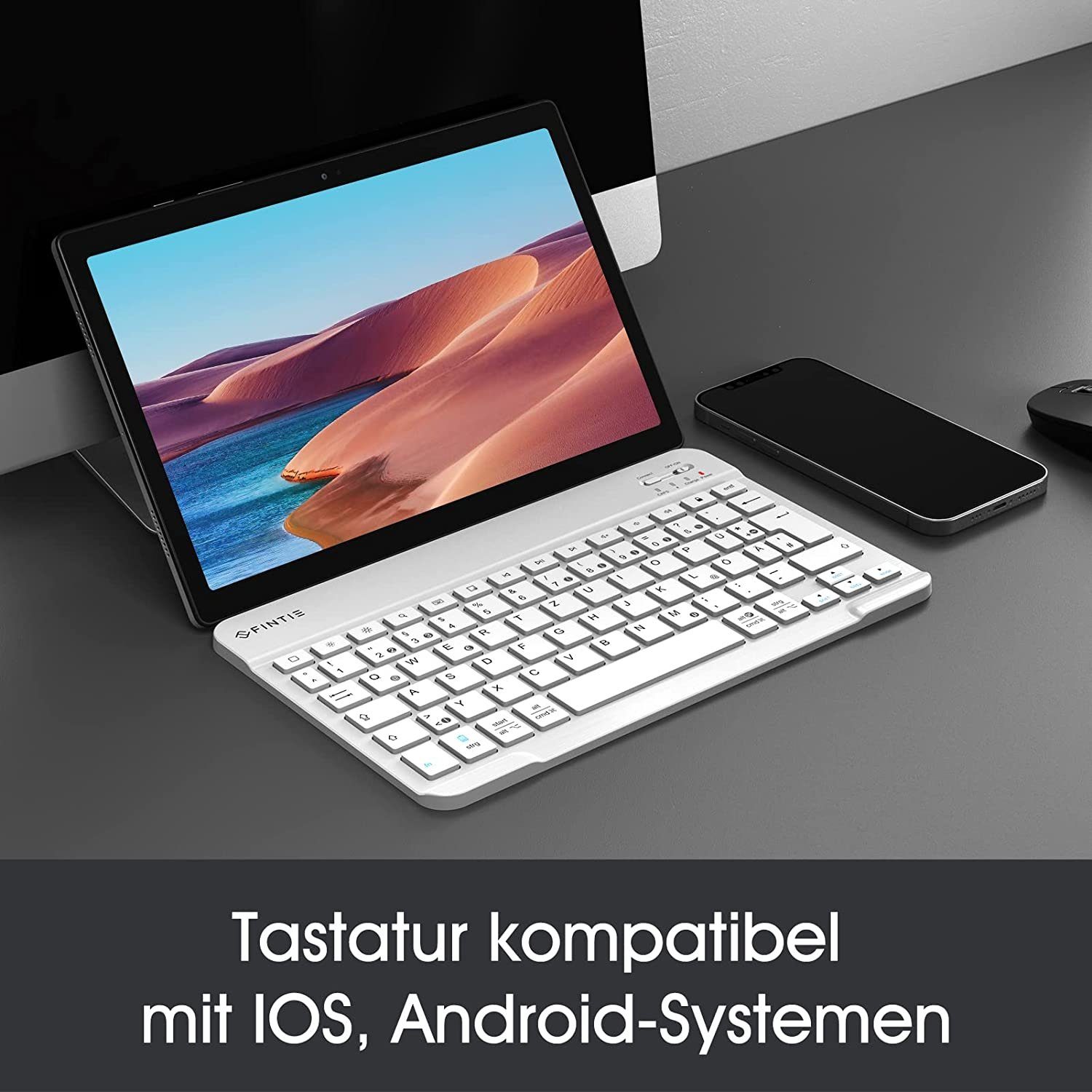 Fintie Ultradünn Bluetooth Tastatur, deutsche Layout QWERTZ Tablet-Tastatur (für iPad Air/Pro/Mini/iPad 10.9/10.2/9.7/iPhone/Samsung/Android) – Bild 2 von 5