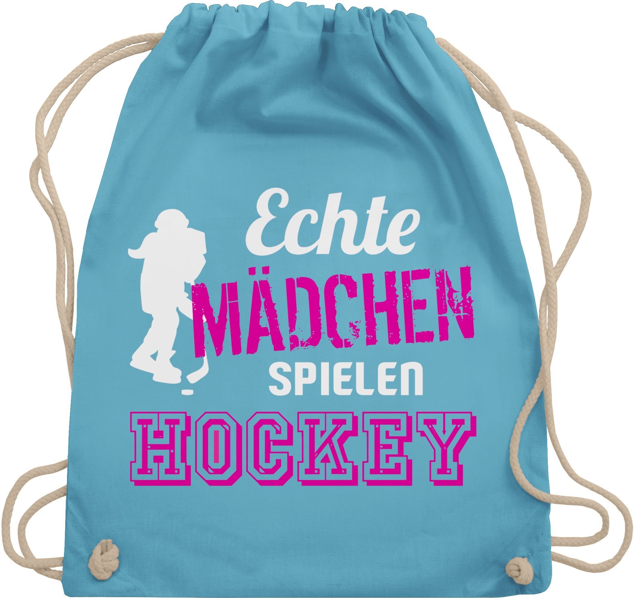 Shirtracer Turnbeutel Echte Mädchen spielen Hockey, Eishockey