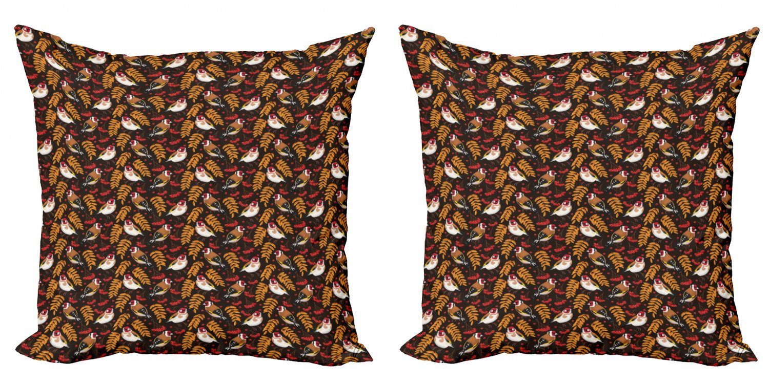 Kissenbezüge Modern Berry Pattern Doppelseitiger (2 Accent Vögel Stieglitz Stück), Digitaldruck, Abakuhaus