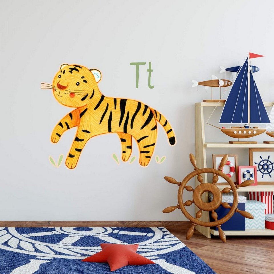 Wall-Art Wandtattoo Tiger Tierwelt Buchstabe T (1 St)