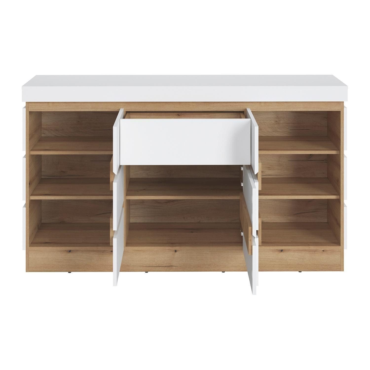 Sideboard CALABRIA, Alpinweiß, Evoke Eiche Dekor, günstig online kaufen