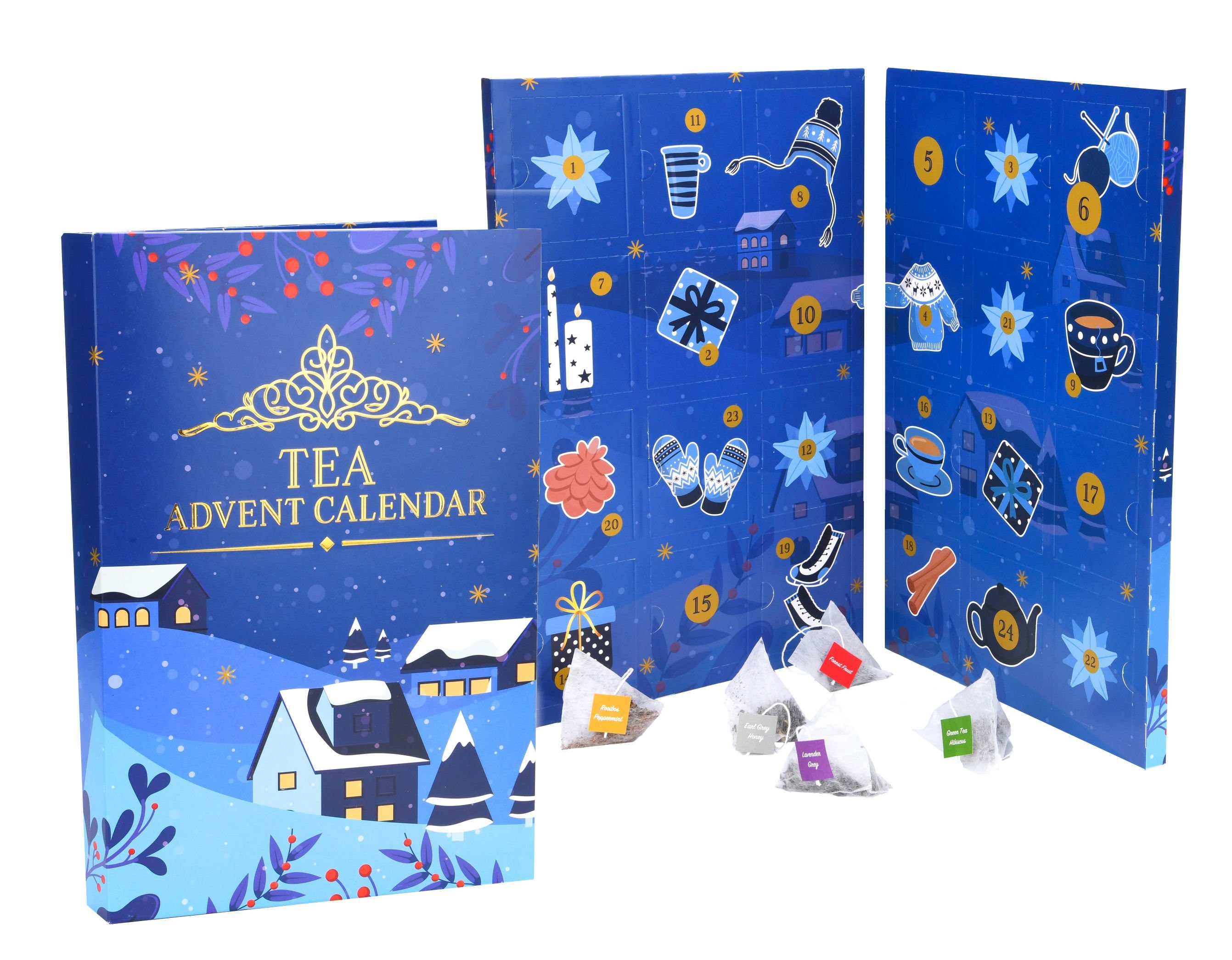 Spetebo Teebox Tee Buch Adventskalender 2022 groß, Karton, Filterbeutel, Tee, (Set, 24-tlg., Kalender mit 24 Türen), Weihnachten Advent Kalender Probier Set Geschenkidee