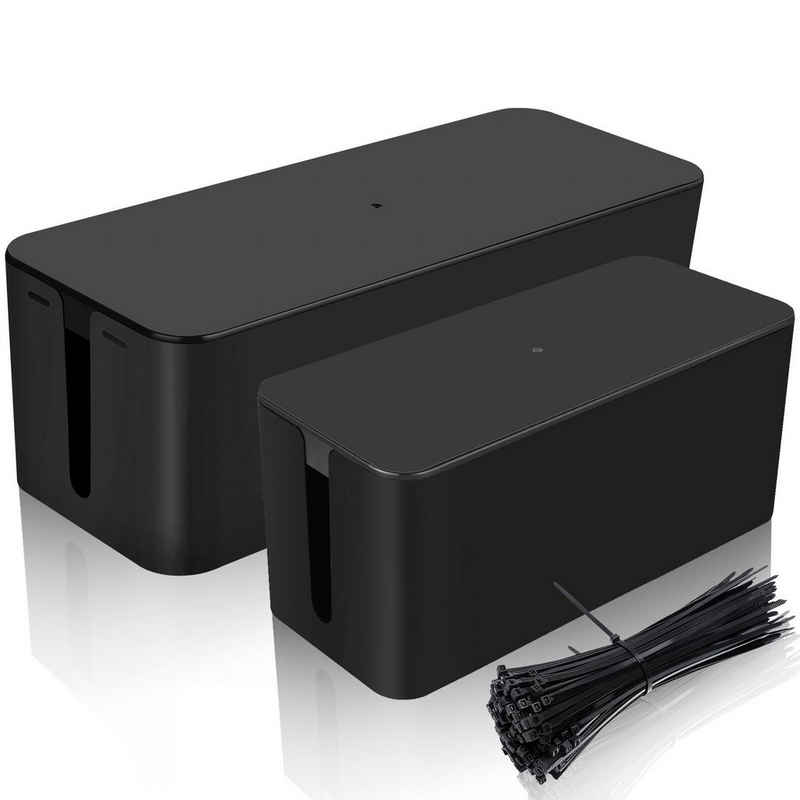 Clanmacy Kabelbox »2er Kabelbox XL 321x136x127mm+XXL 407x157x34mm Schwarz Kabel Box Stecker Kabelmanagement für Steckdosenleiste«