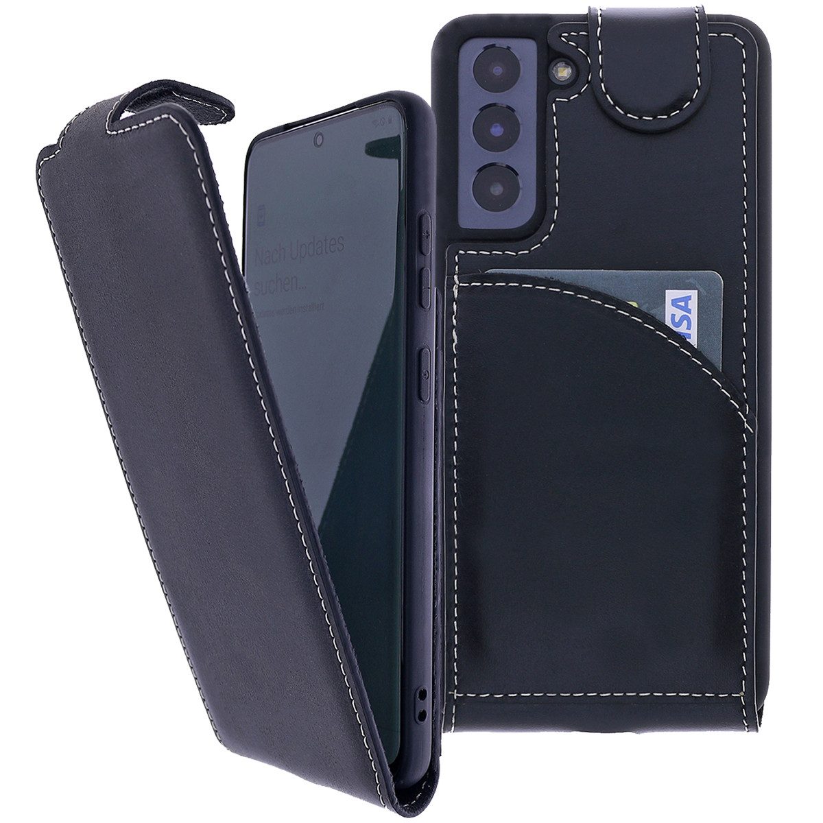 Burkley Flip Case Flip Case Samsung Galaxy S22 Handyhülle Klapphülle, Flip Case Lederhülle mit Kartenfach und Magnetverschluss