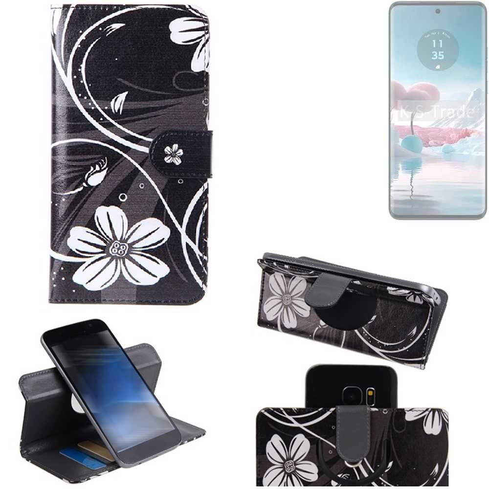 K-S-Trade Handyhülle für Motorola Edge 40 Neo, Schutzhülle Handyhülle Hülle 360° Wallet Case “Flowers“