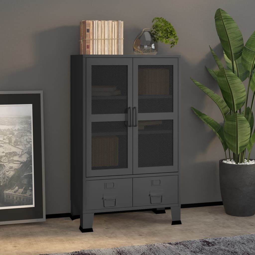 furnicato Spind Lagerschrank Industrial Anthrazit 70x40x115 günstig online kaufen