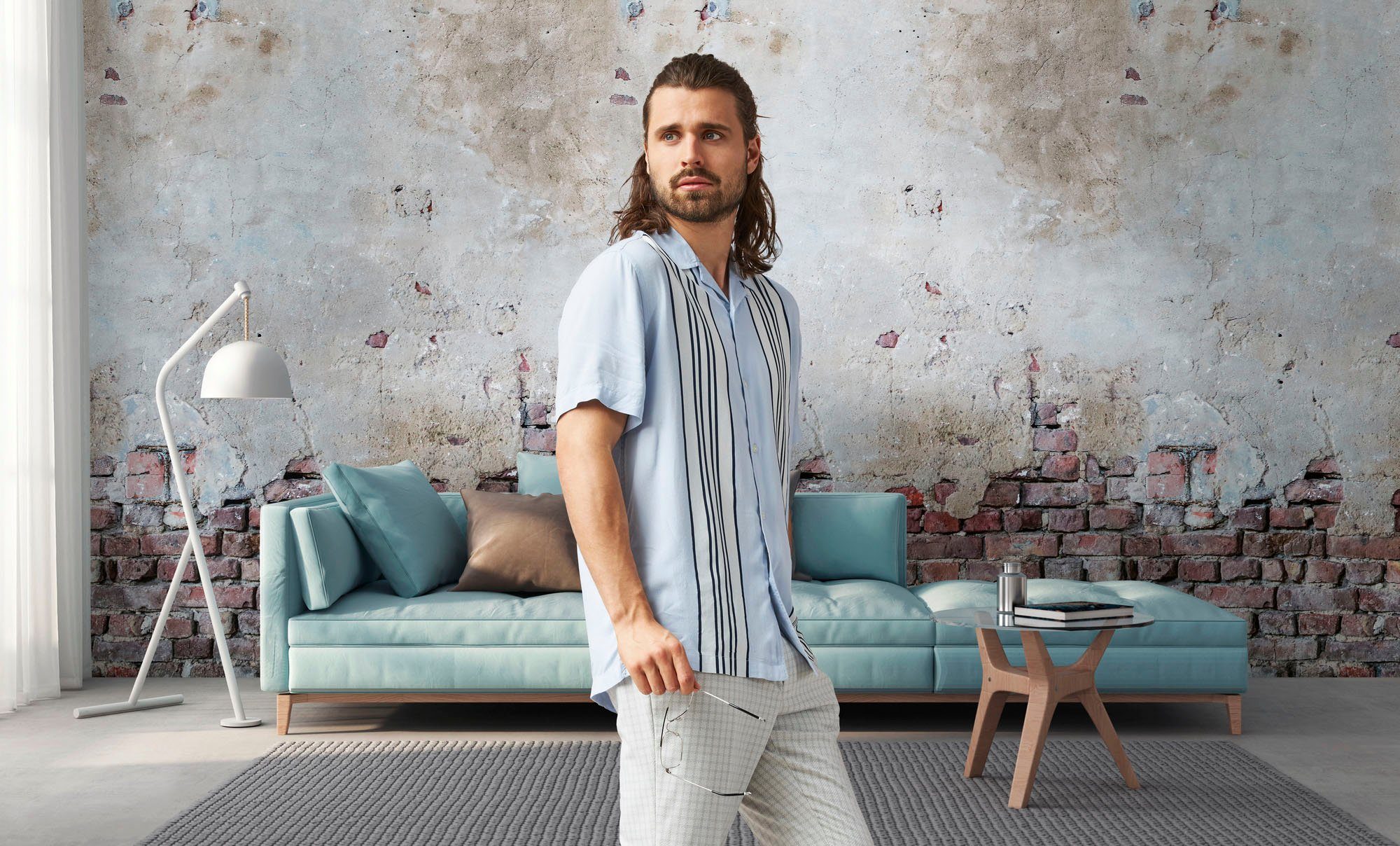 living walls Fototapete The Wall, glatt, Motiv, Steinoptik, urban, Fototapete Betonoptik Tapete Steinoptik Tapeten modern Design Optik