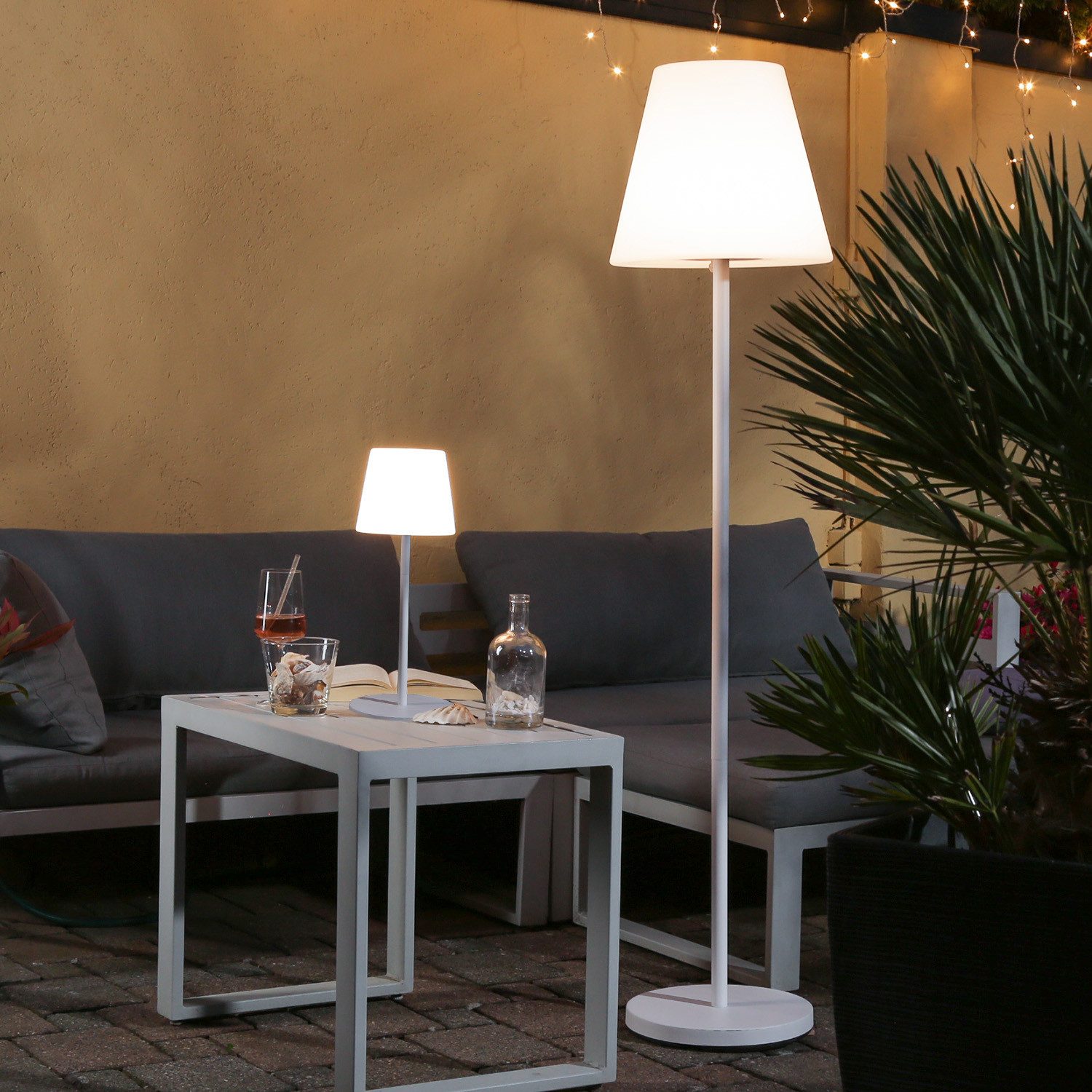 MARELIDA LED Außen-Stehlampe LED Akku Garten Stehleuchte USB aufladbar 4 Helligkeitsstufen H: 150cm, LED Classic, warmweiß (2100K bis 3000K)