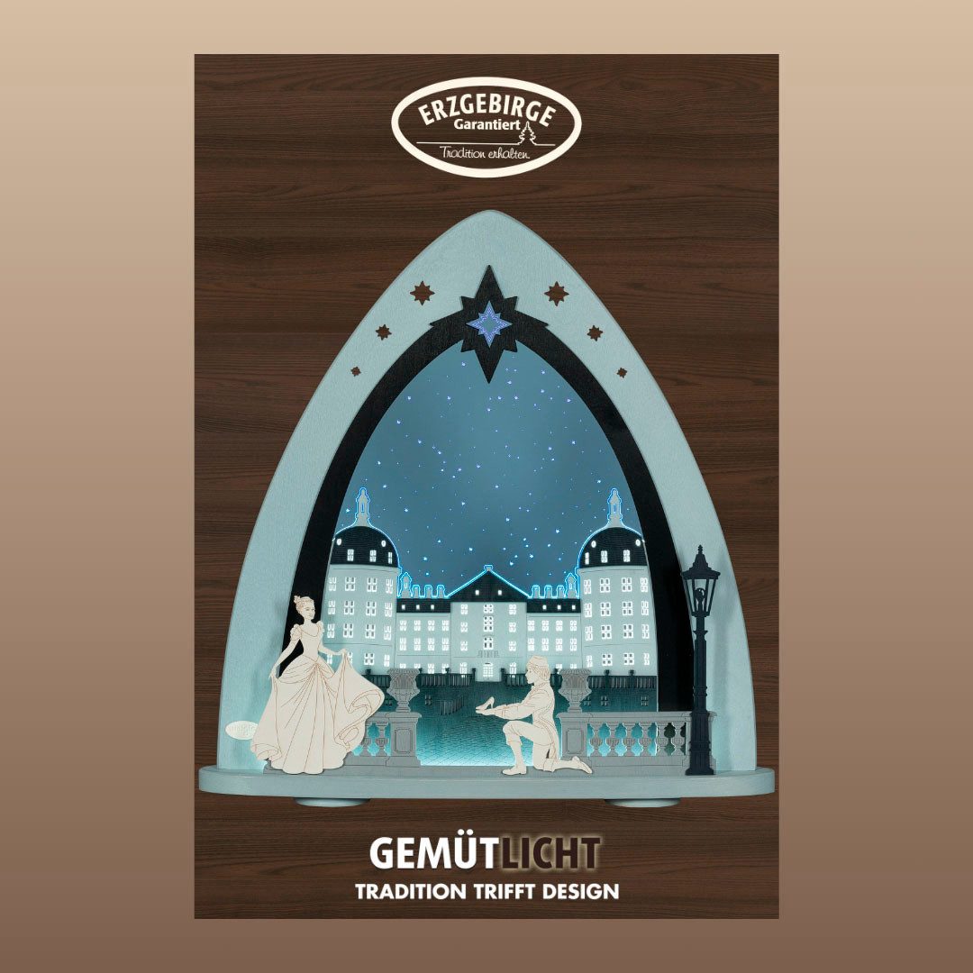 Weigla LED Lichterbogen Moritzburg, moderne Lichterspitze aus Holz & Acrylglas,Made in Germany (1-tlg), Erzgebirge garantiert, Weihnachtsdeko Innen, Weihnachtsbeleuchtung