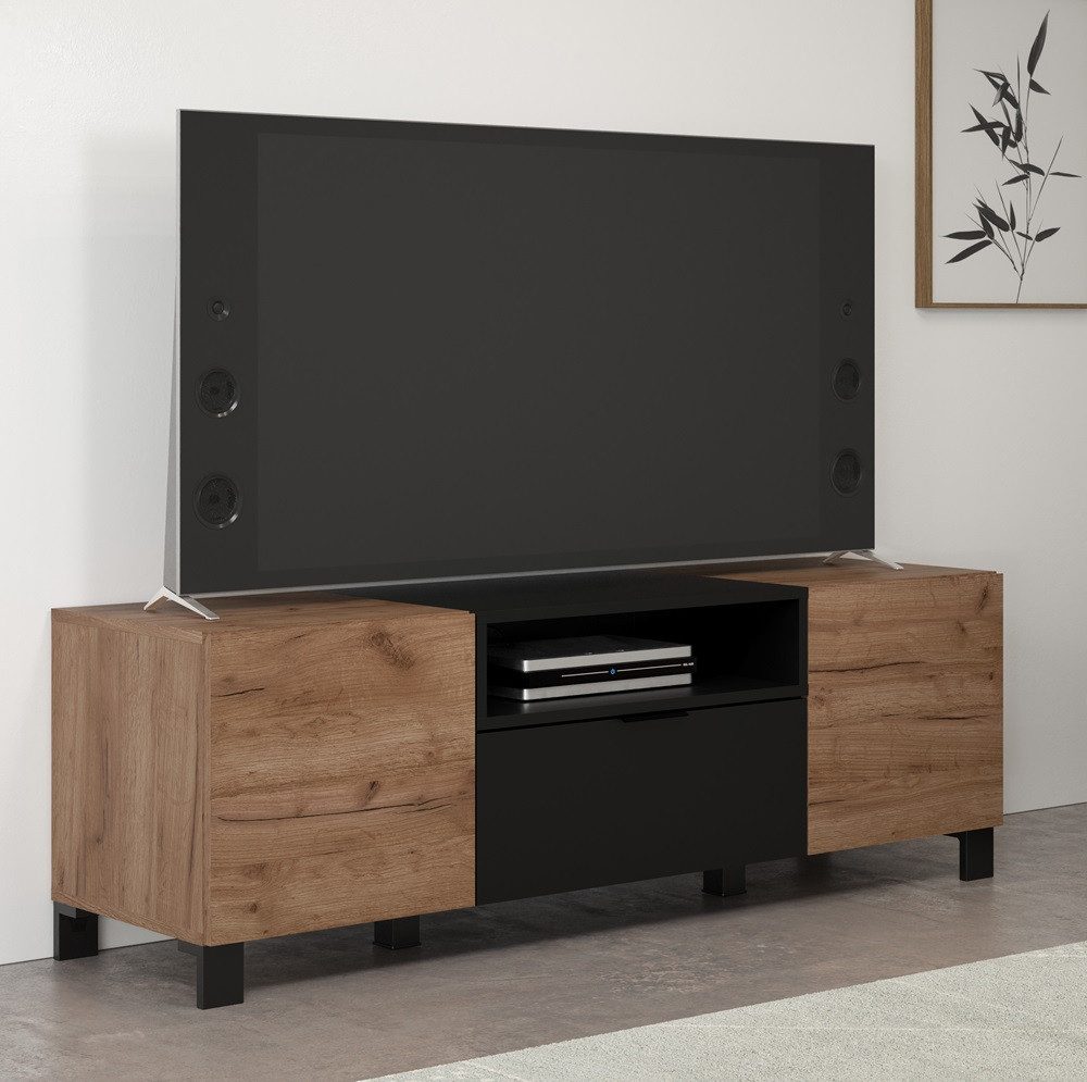 trendteam Lowboard TV-Lowboard Kendo, Eiche Tabak / Schwarz matt (no-Set)