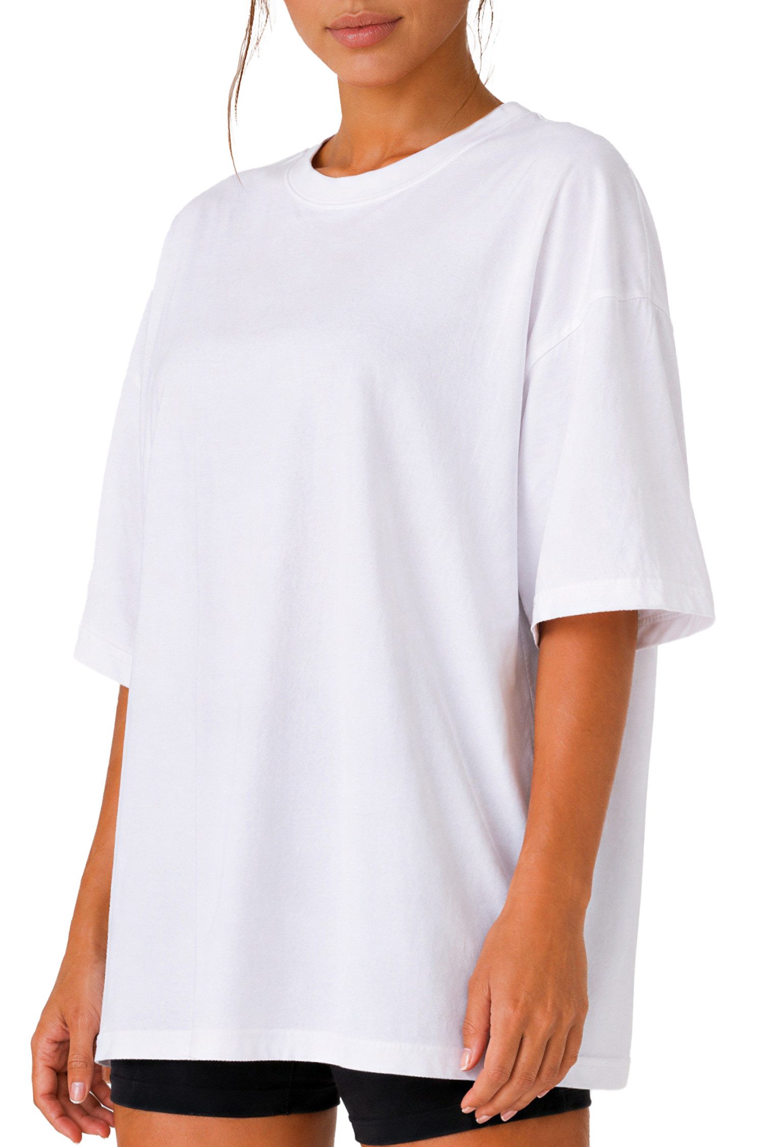 Reichstadt Oversize-Shirt Damen Oversized Kurzarmshirt 24RSW058 Luftiges Baumwolljersey mit formstabilem Rippbund – Bild 5 von 5