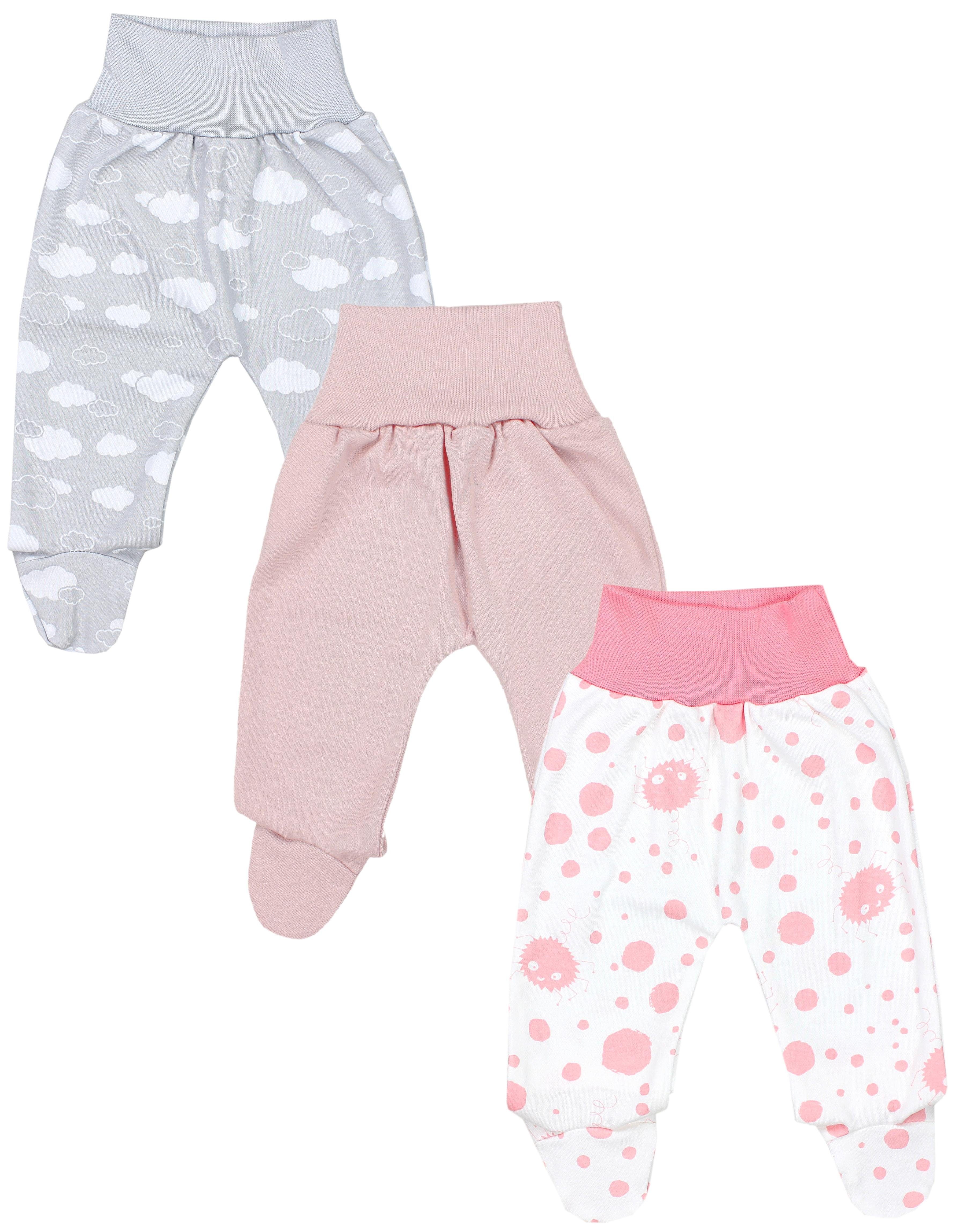 TupTam Strampler TupTam Baby Mädchen Hose Grau (3-tlg) Pack Fuß Wolken Strampelhose Puderrosa Spinnlein 3er Weiß Rosa mit