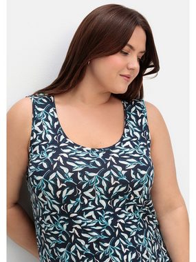 Sheego Jerseykleid Große Größen mit Blätterdruck und Taschen