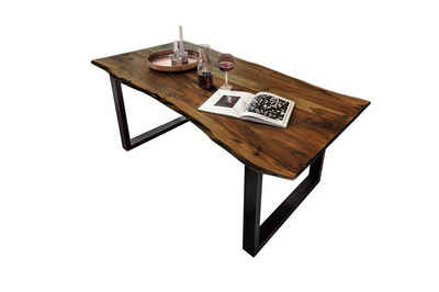 SAM® Baumkantentisch Kapalua (1 Tisch und Gestell), massives Akazienholz, natürliche Baumkante, Metallgestell U-Form