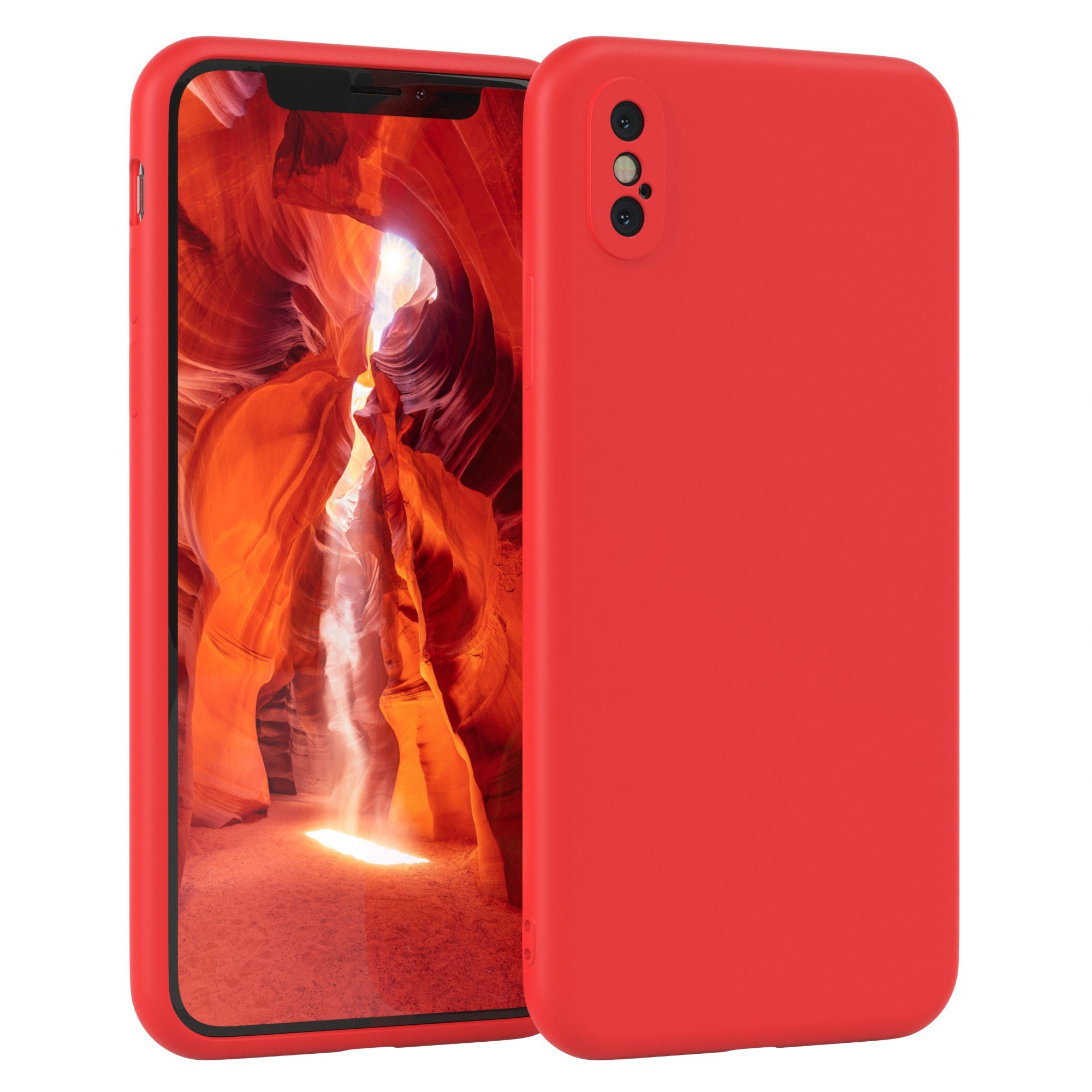 EAZY CASE Handyhülle für Apple iPhone XS Max Hülle Silikon 6,5 Zoll, Silikon Schutzhülle mit Kameraschutz stoßfest handycover elastisch Rot