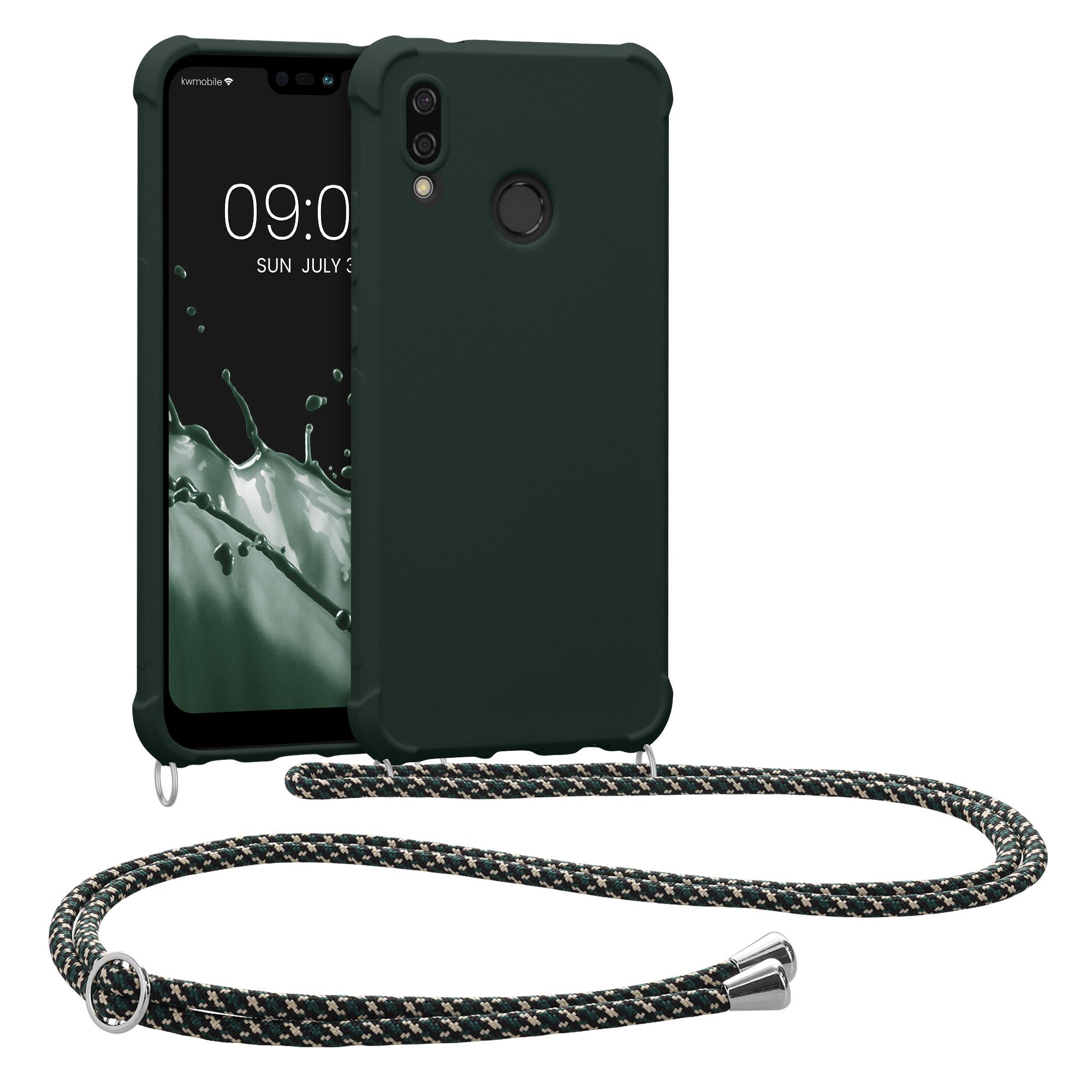 kwmobile Handyhülle Hülle für Huawei P20 Lite, mit Metall Kette zum Umhängen - Silikon Handy Cover Case Schutzhülle
