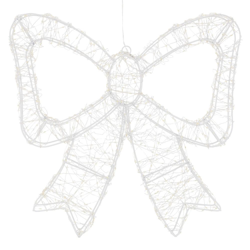 ECD Germany Weihnachtsfigur LED Weihnachtsschleife LED Schleife Weihnachten mit Timer Innen/Außen, Weihnachtsdeko Weihnachtsbeleuchtung, 500 LED Warmweiß, 37 x 33 cm