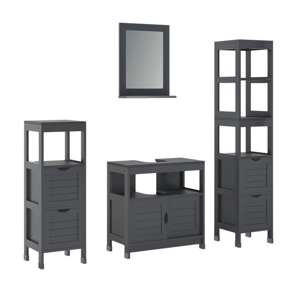 Vicco Badmöbel-Set Vilda, Grau, 4 Teile, (4-St., 4er Set)
