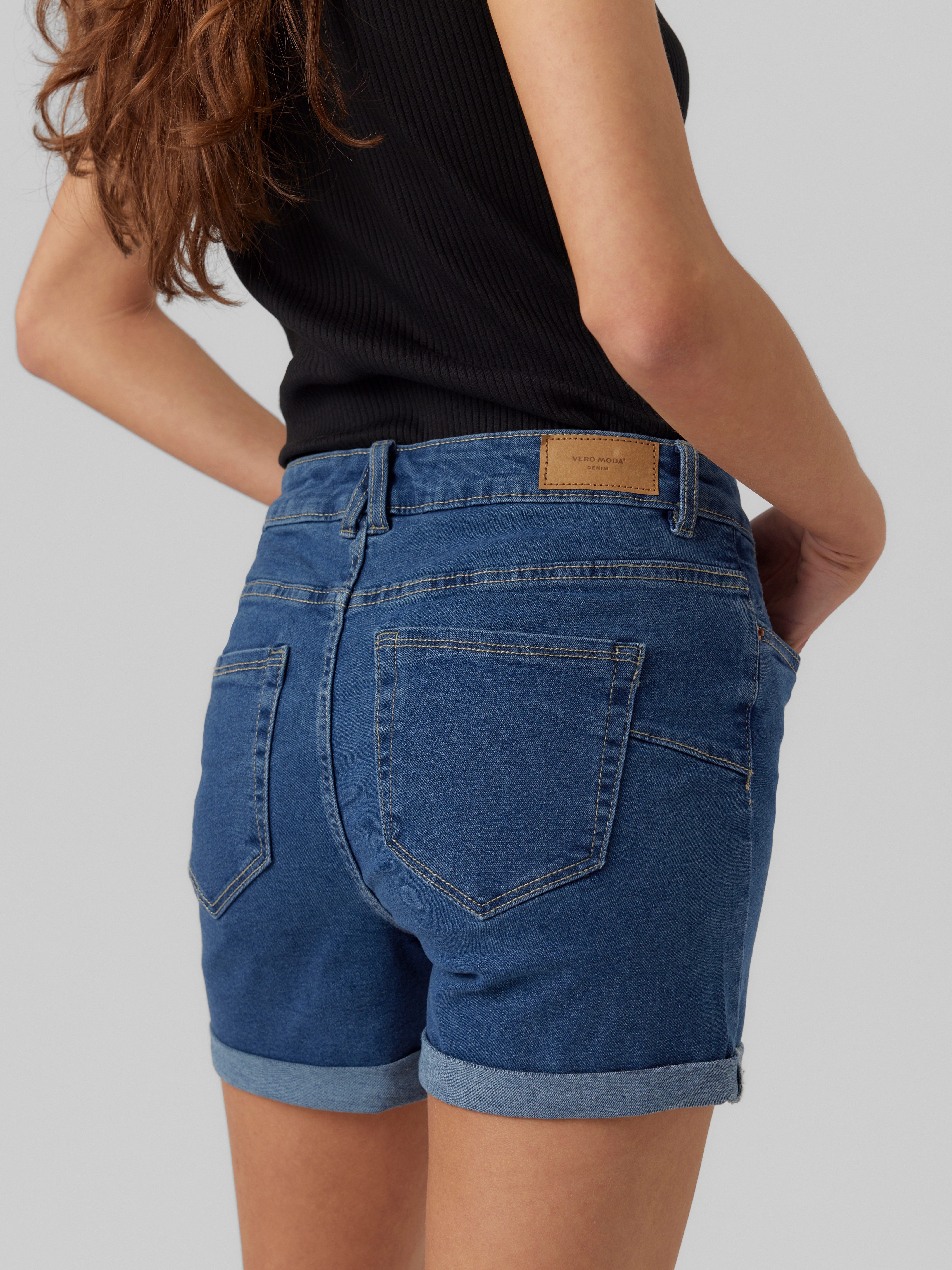 Vero Moda Jeansshorts VMLUNA MR FOLD SHORTS MIX GA NOOS mit Umschlagsaum
