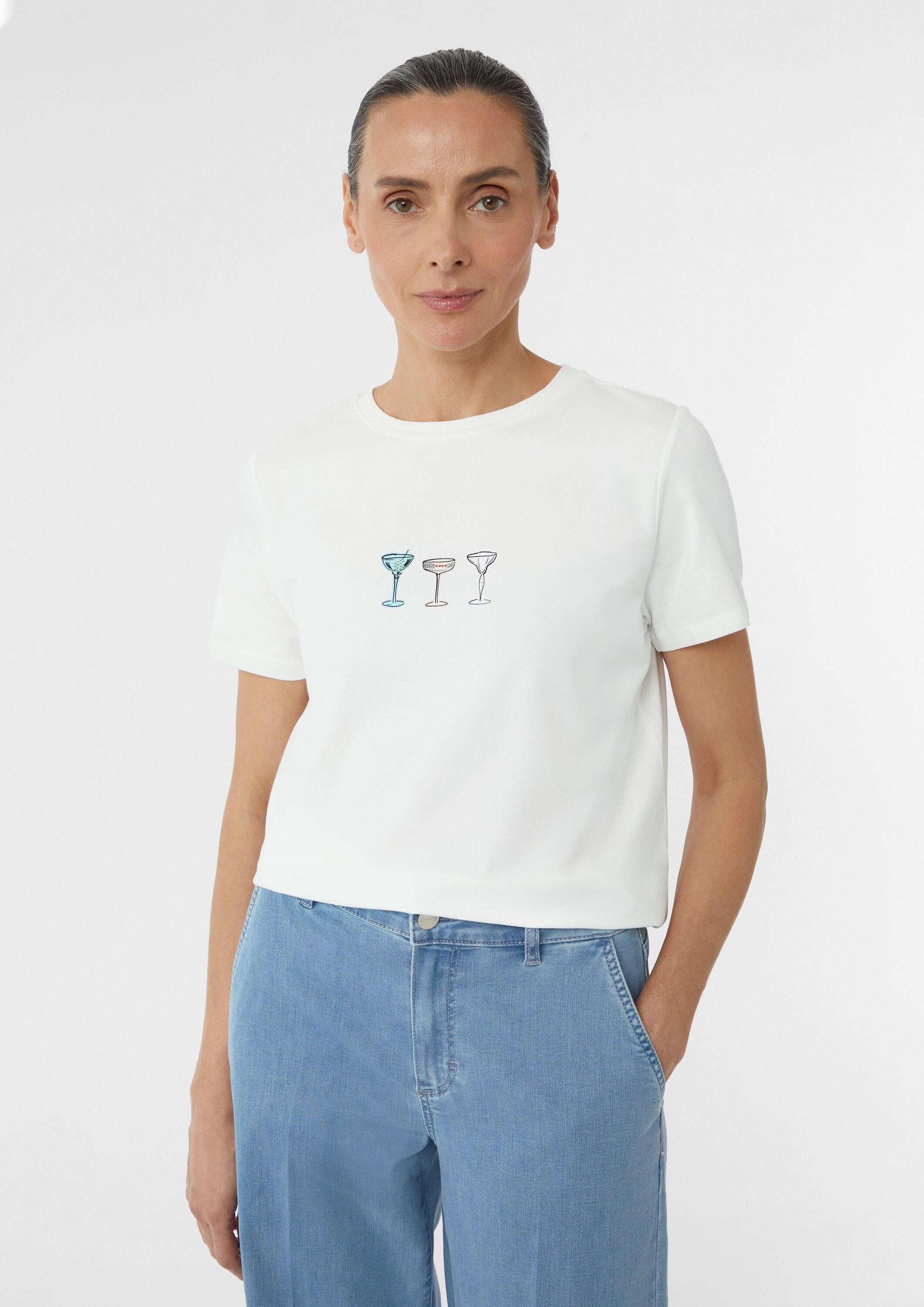 comma Kurzarmshirt T-Shirt Jersey-T-Shirt aus Baumwollmix mit Print günstig online kaufen