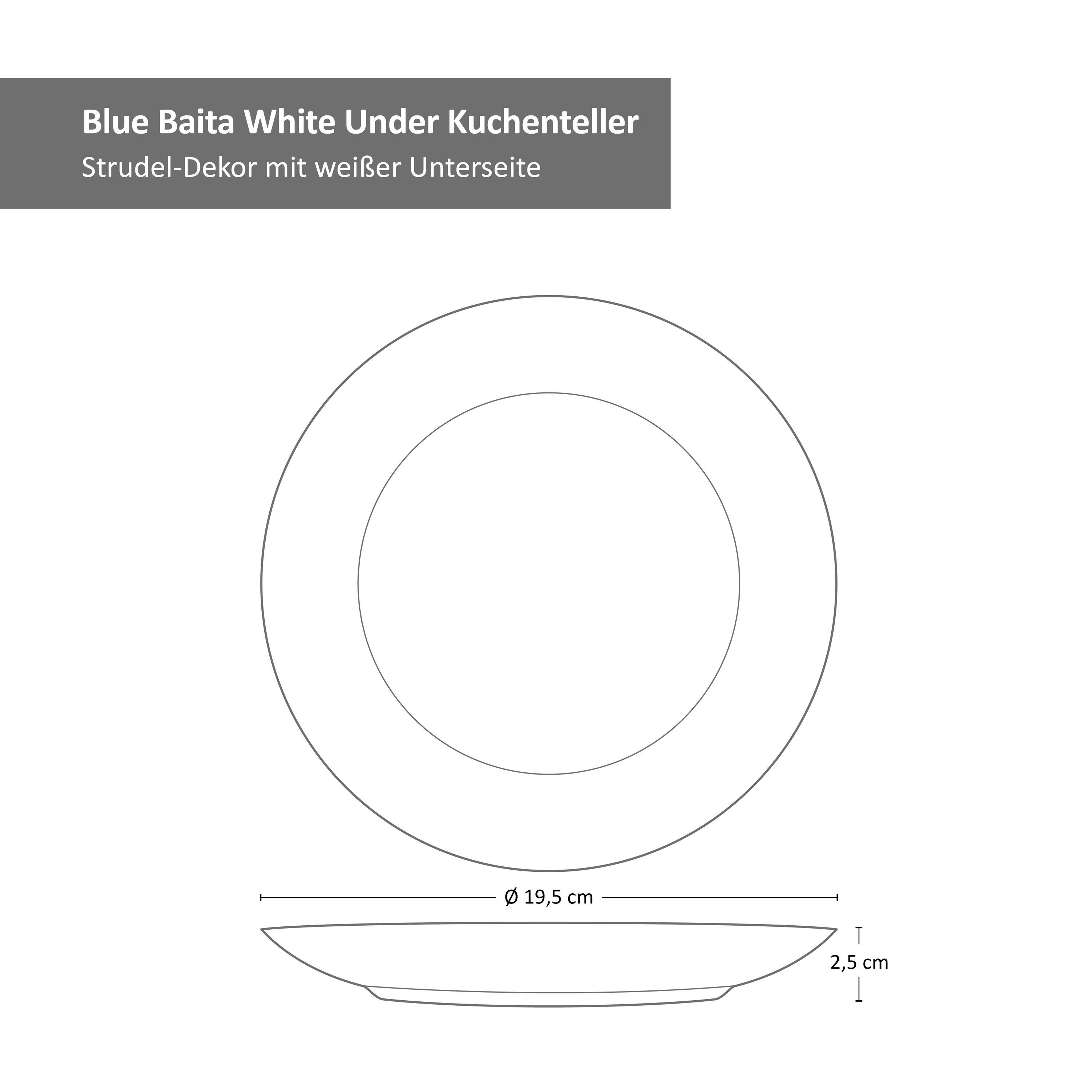 MamboCat Frühstücksteller 4er Under White Blue cm Dessert-Kuchenteller Hellblau 19,5 Baita