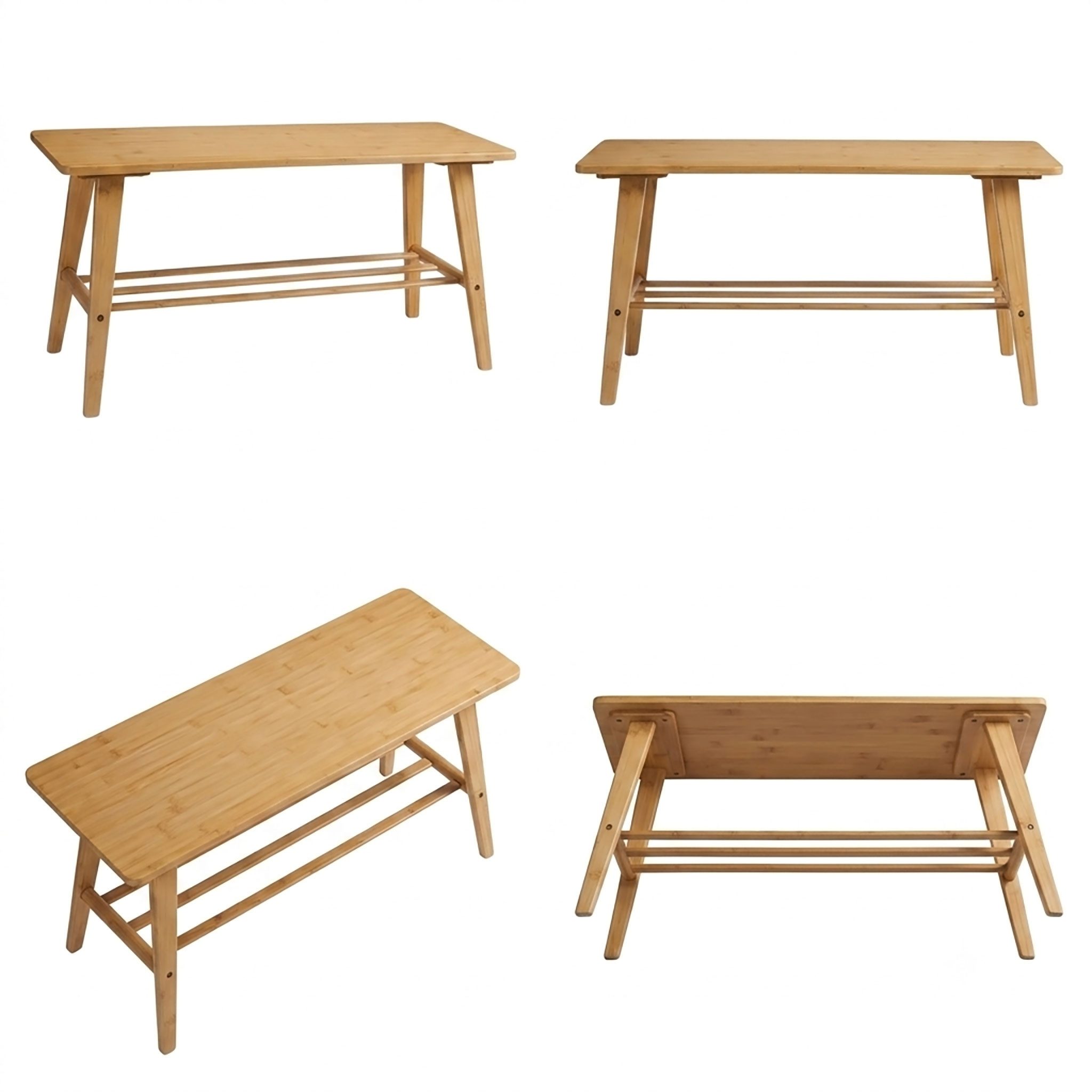 Spetebo Schuhbank Bambus Holz mit integrierter Ablage (80 x 40 cm, 1-St., belastbar bis ca. 150 kg), Massivholz Sitzbank mit Schuhablage