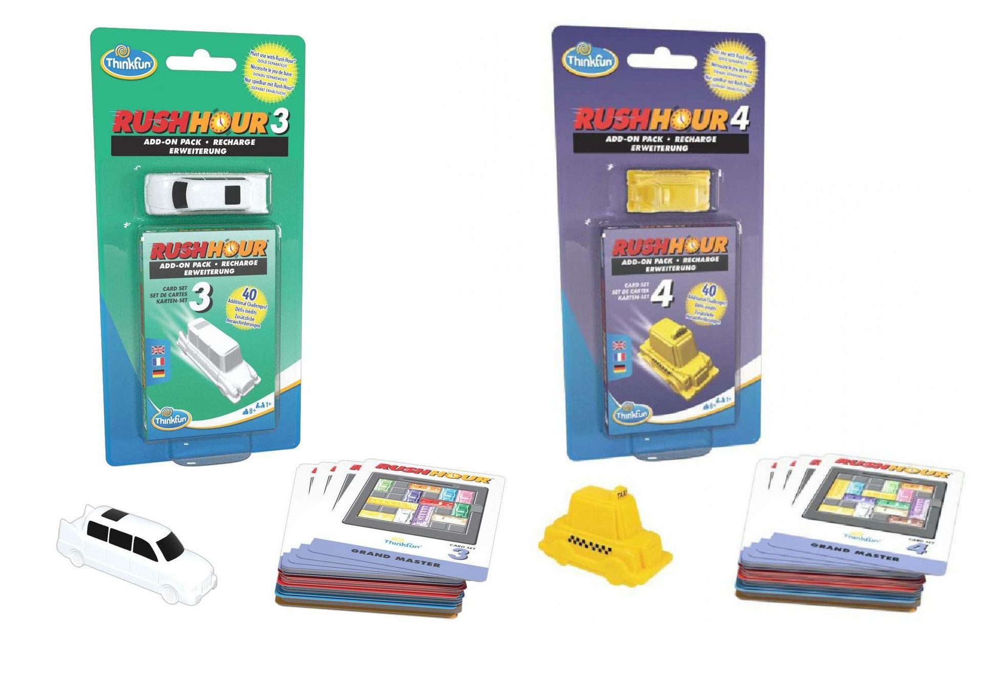 Thinkfun® Spiel Ігри-Erweiterungen - Rush Hour 3 & 4, Brettspiel, mit 80 brandneuen Aufgabenkarten